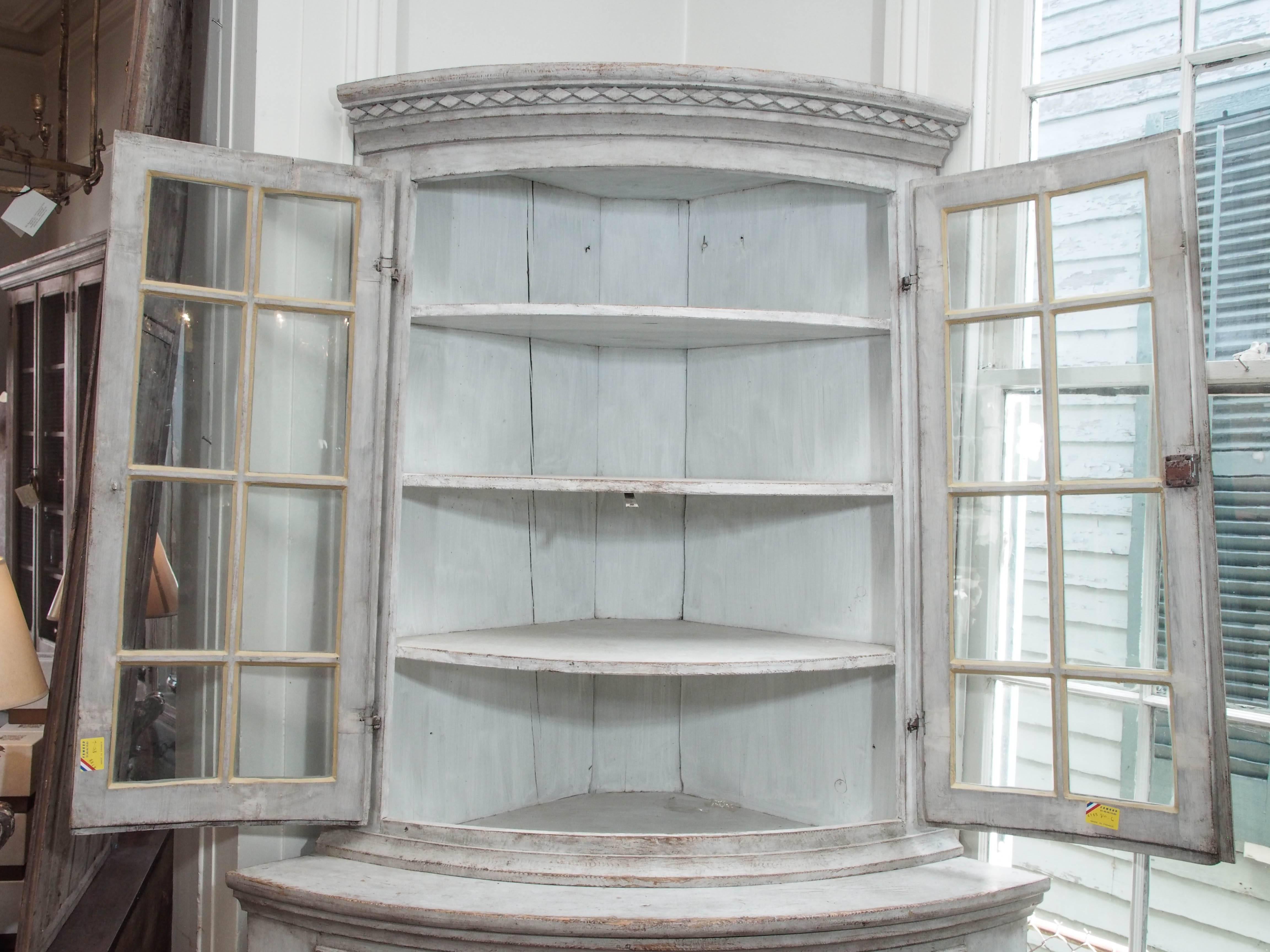 Glass 19th Century Swedish Corner Cabinet For Sale