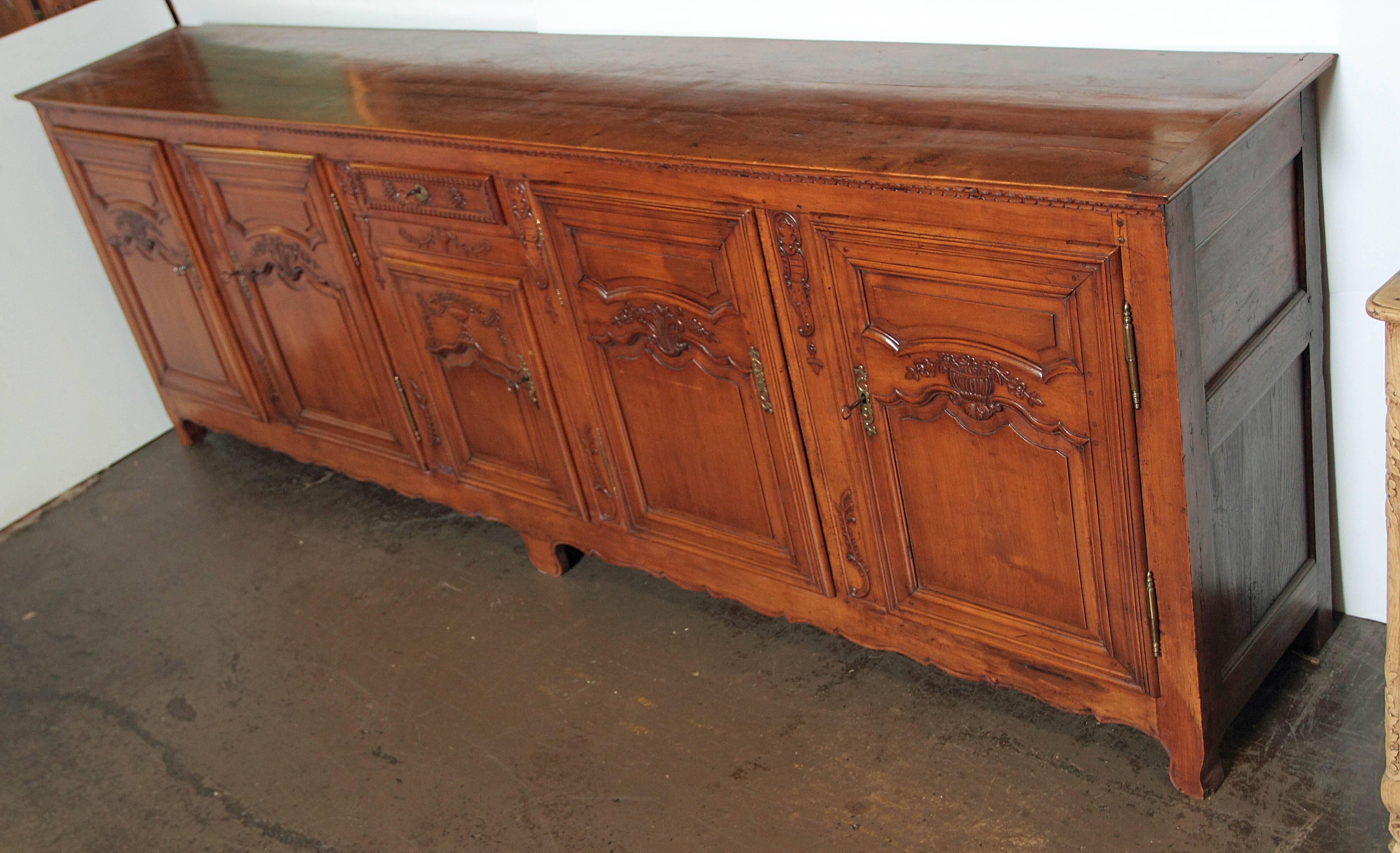 Louis XV Long 18th Century Country French Cherry Enfilade from Northern France