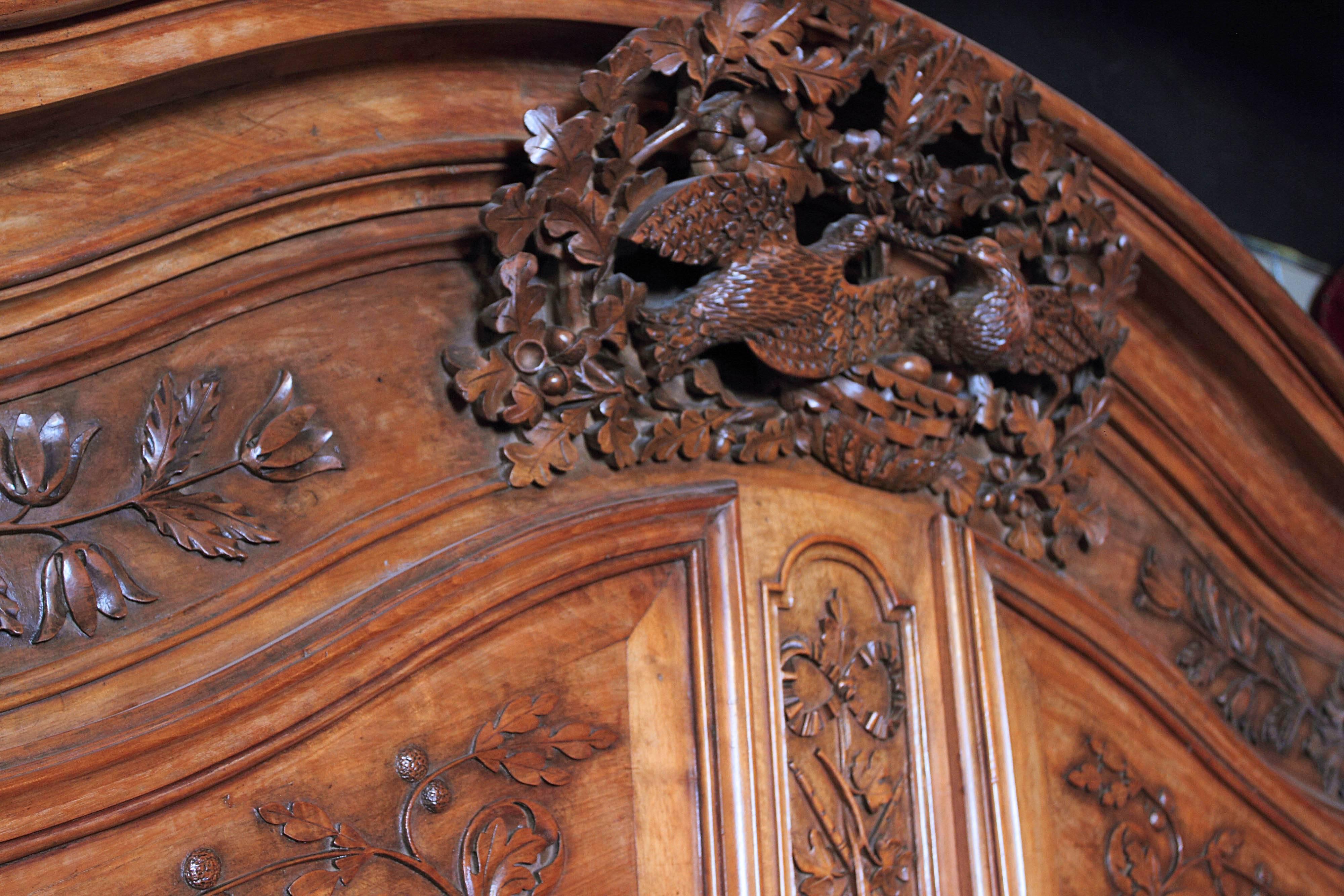 Exceptional 18th Century French Carved Walnut Wedding Armoire from Provence 2