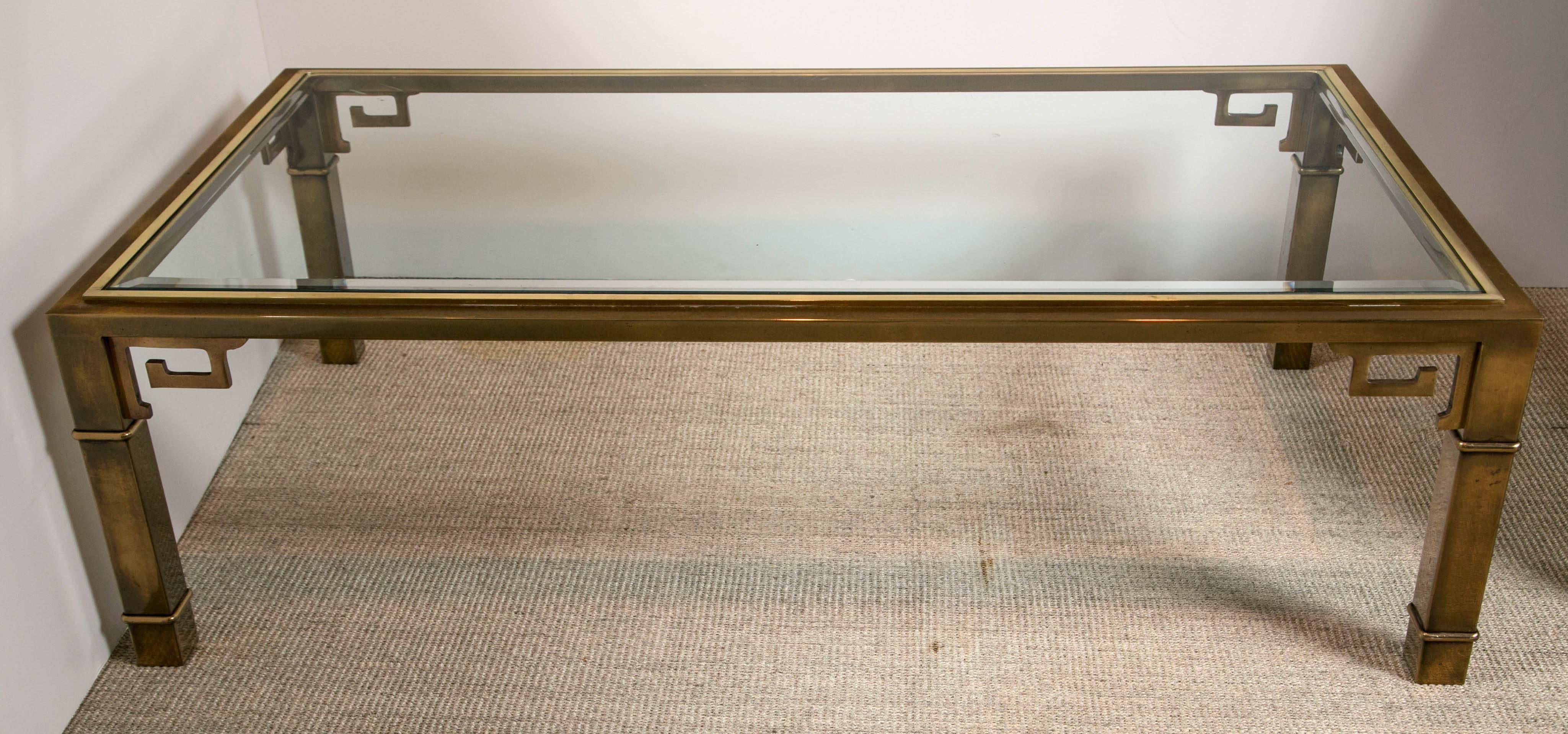 Late 20th Century Coffee Table Brass Base and Glass Top