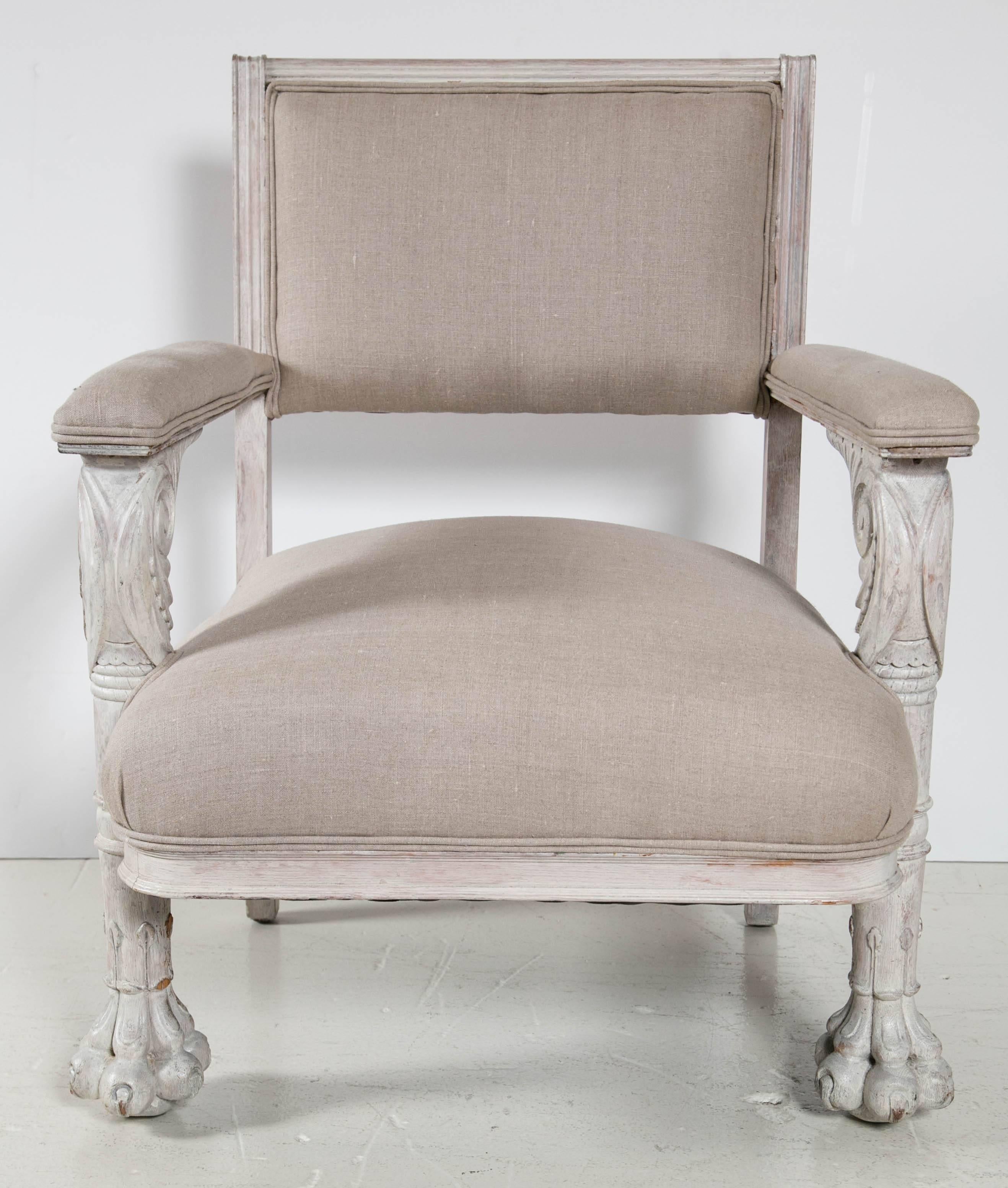 Victorian Pair of White Carved Armchairs