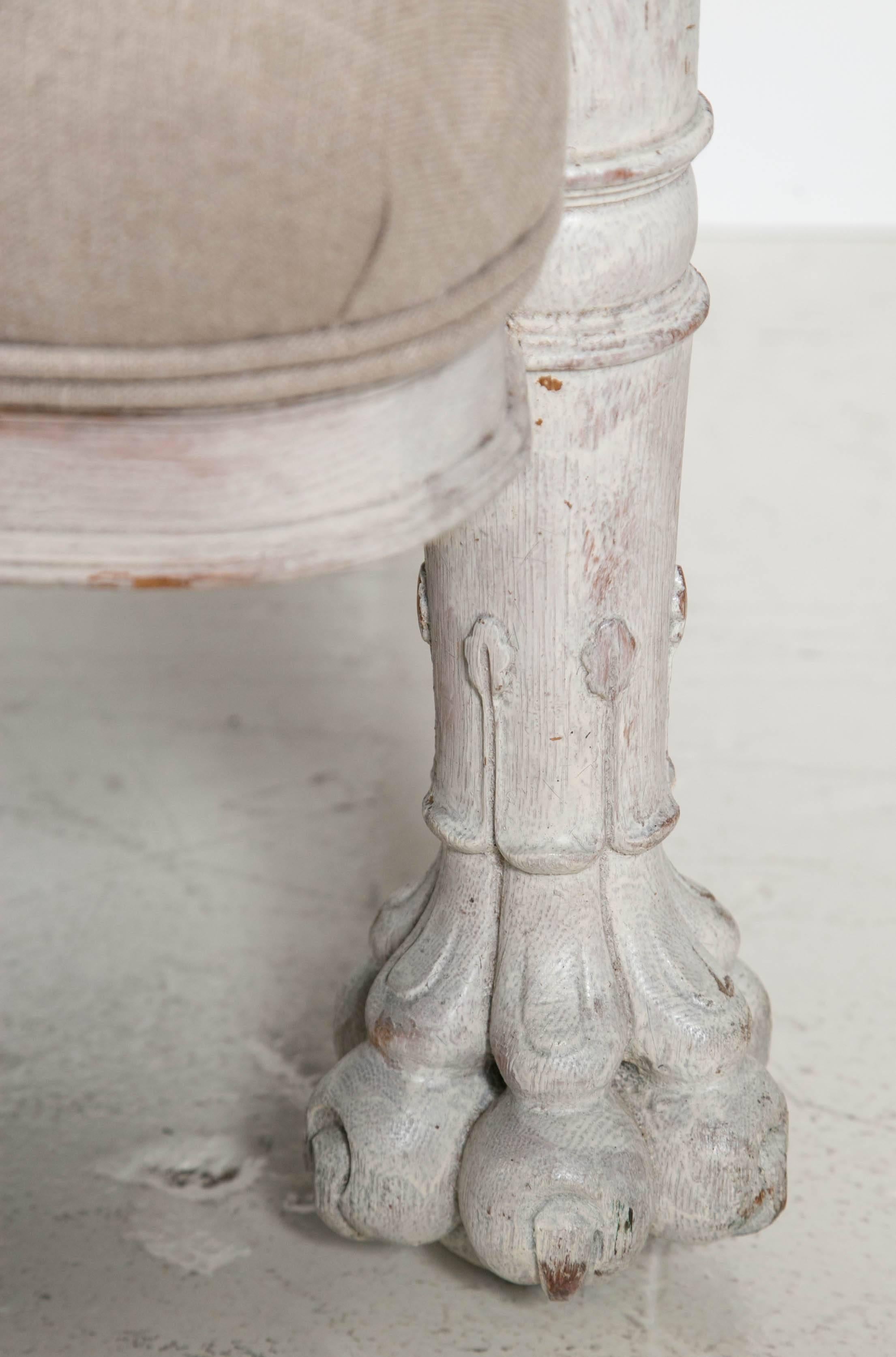 Unknown Pair of White Carved Armchairs