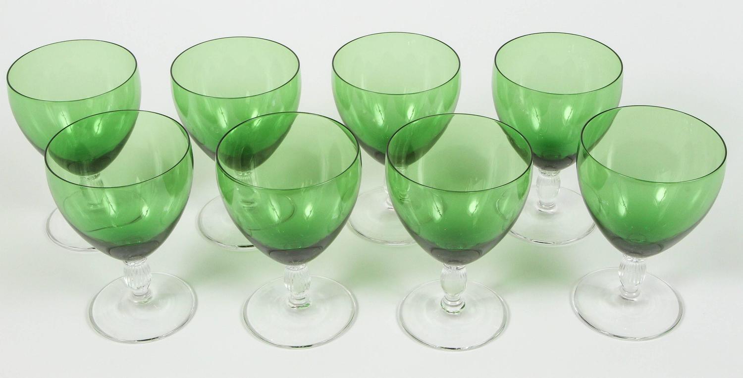 Vintage Green Crystal Wine Glasses at 1stdibs