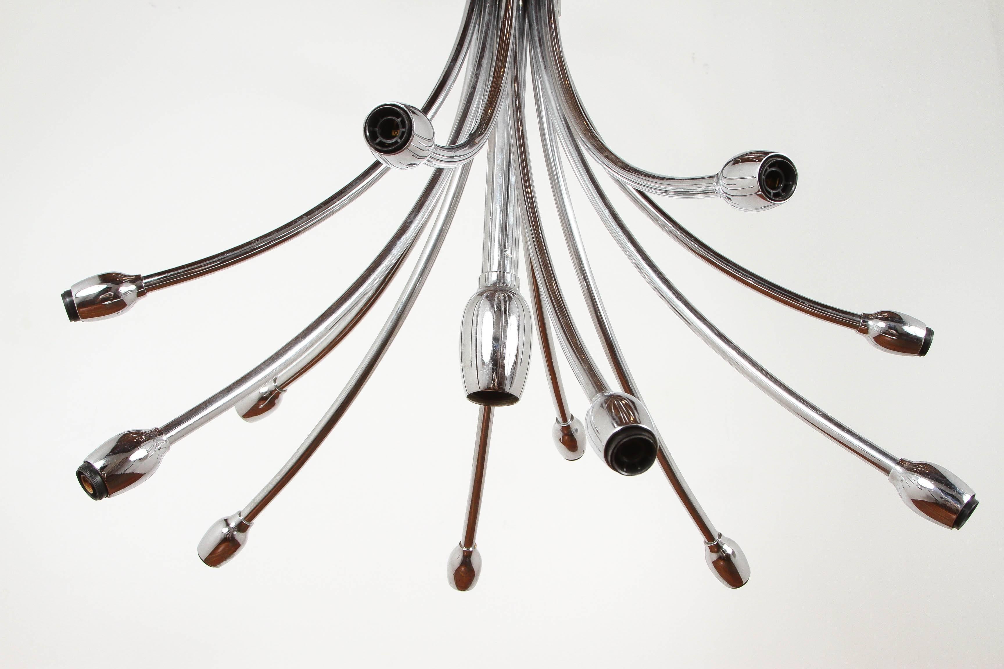 Chrome Up and Down Chandelier in the Style of Sarfatti 5
