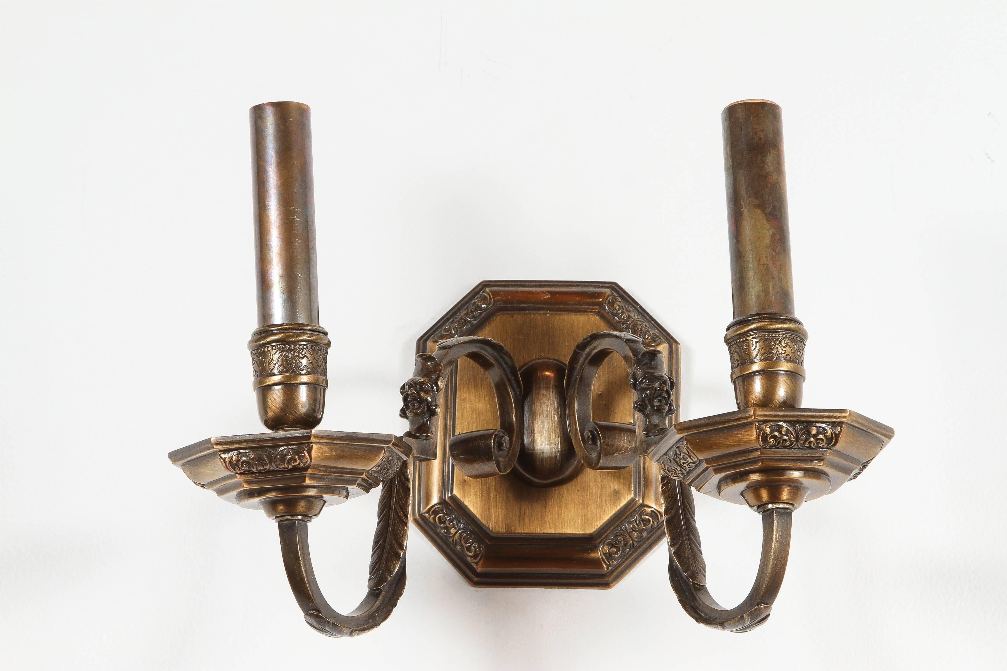 Pair of American double sconces.