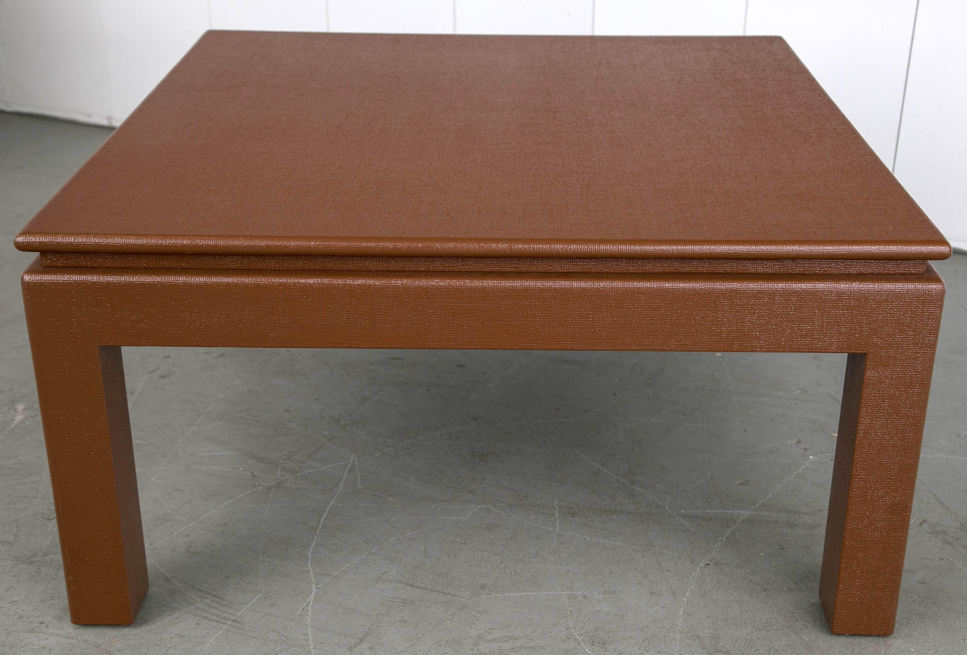 Modern Karl Springer Style Floating-Top Parsons Coffee Table