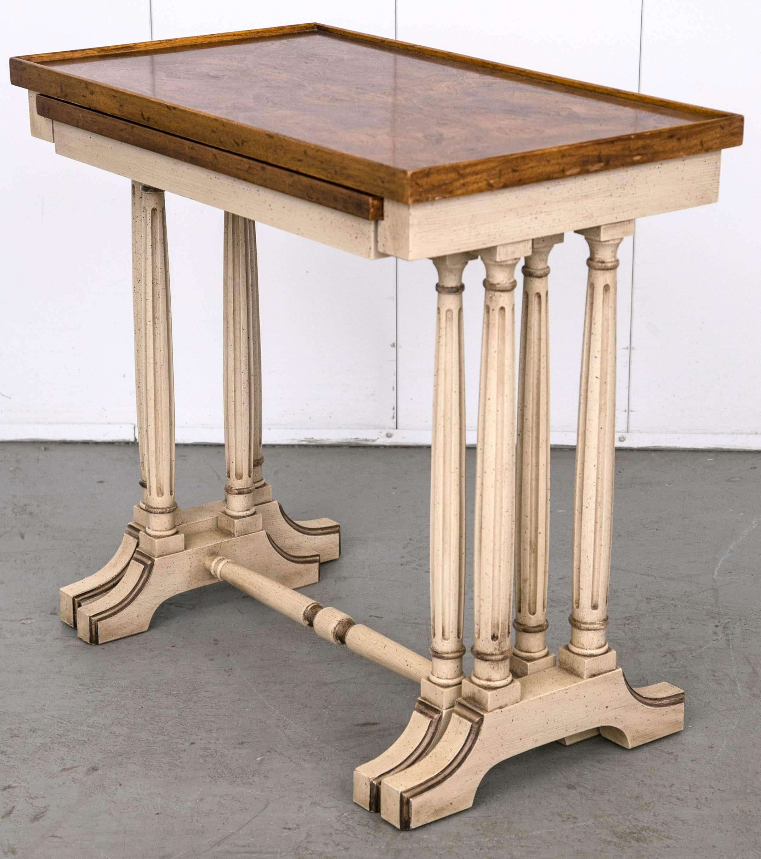 Mid-Century Drexel Provincial Style Nesting Tables In Excellent Condition In Mt Kisco, NY