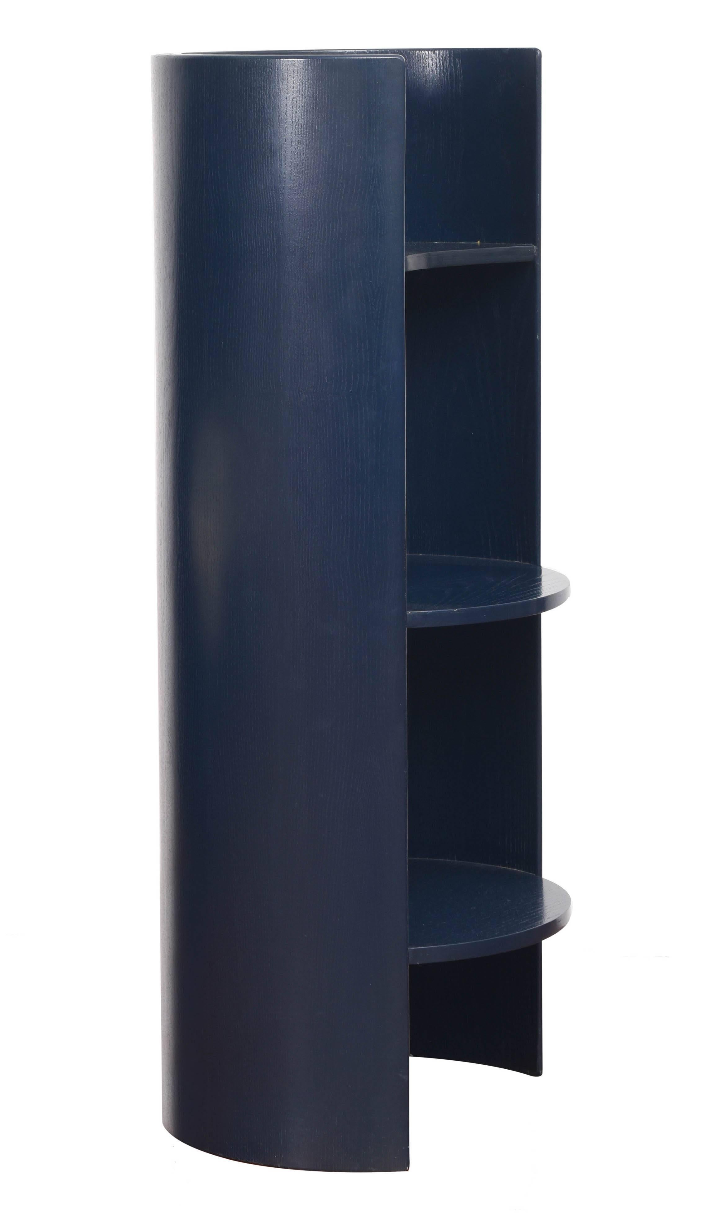 Shelving unit by Kazuhide Takahama for Gavina, 196.  Satin finish blue colored lacquer over bentwood.