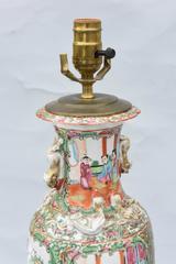 Pair of 19th Century Chinese Export Rose Mandarin Vase Lamps