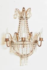 Pair of Empire Form Beaded Italian Three-Light Sconces