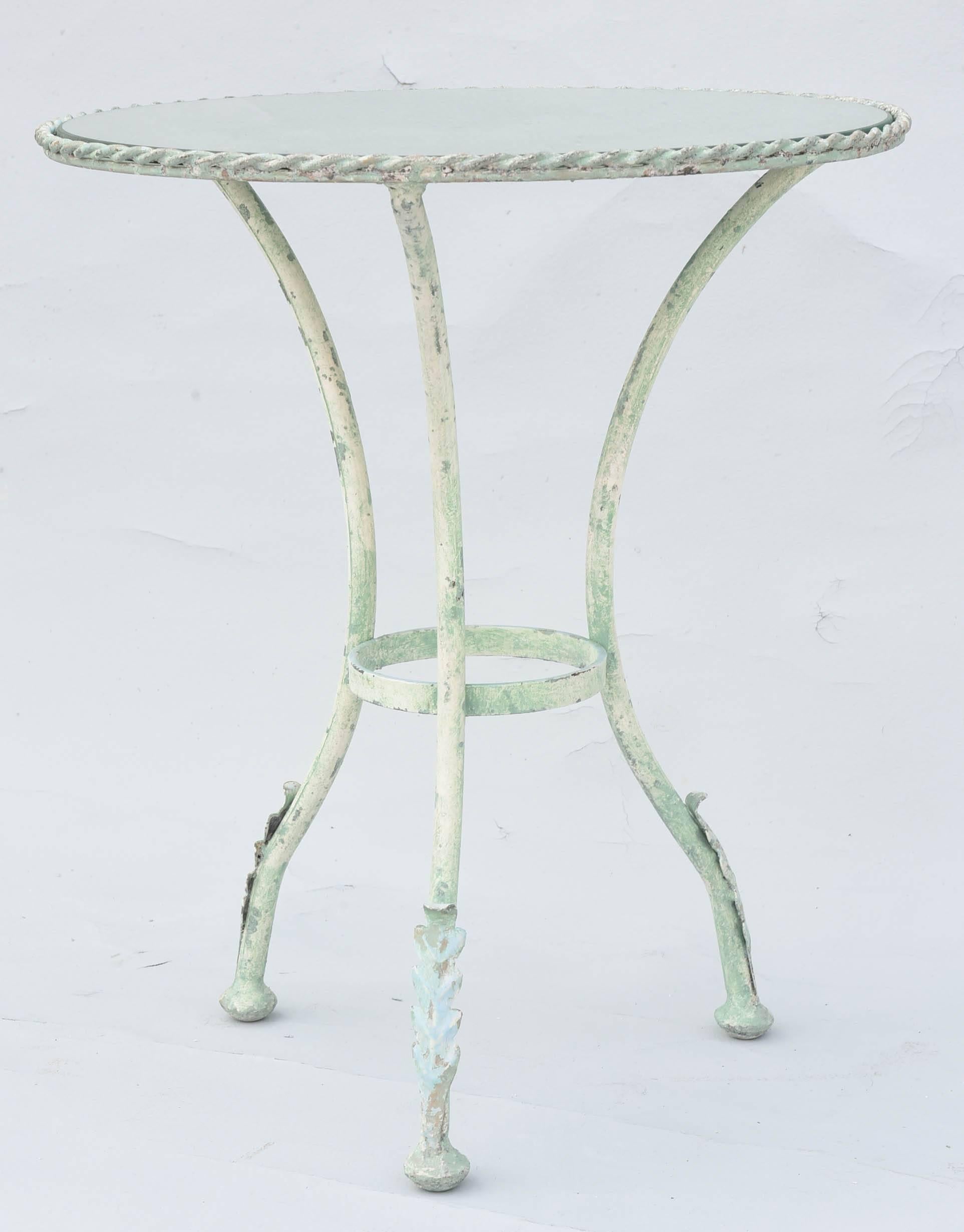 Verdigris Metal Accent Table In Distressed Condition In West Palm Beach, FL