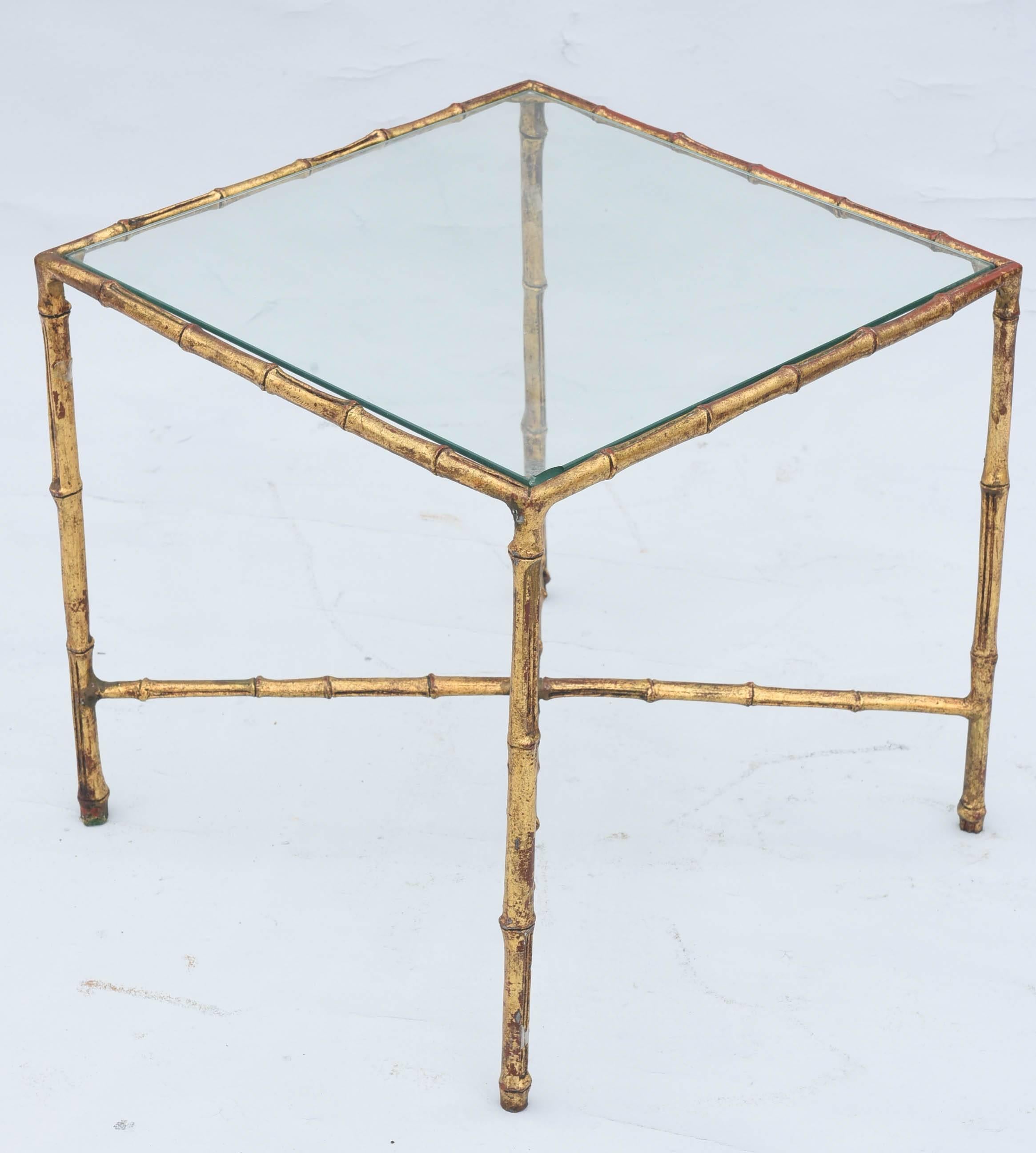 Gilded Iron Faux Bamboo Accent Table In Excellent Condition In West Palm Beach, FL