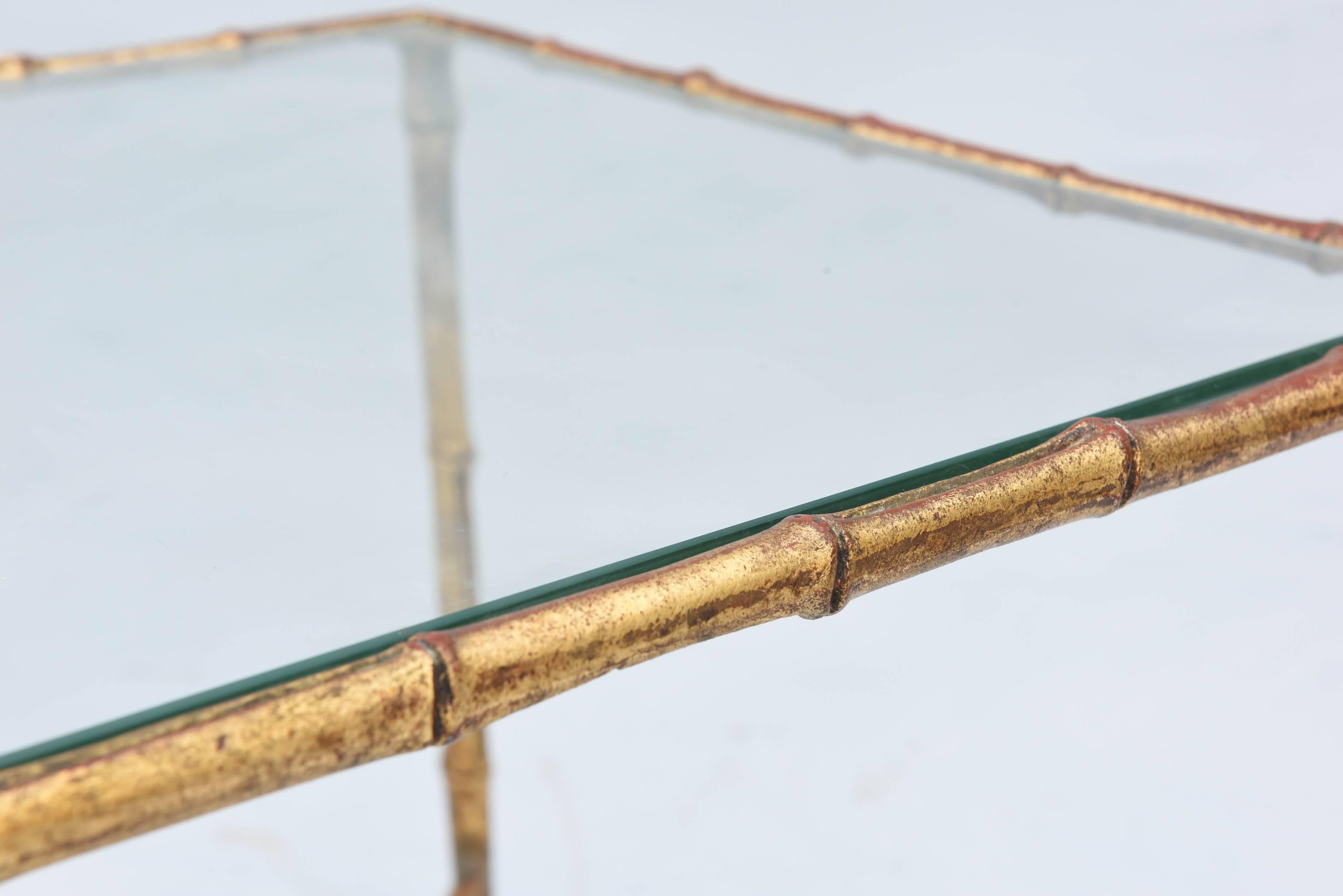 Gilded Iron Faux Bamboo Accent Table 2