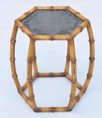 Faux Bamboo Painted Iron Accent Table