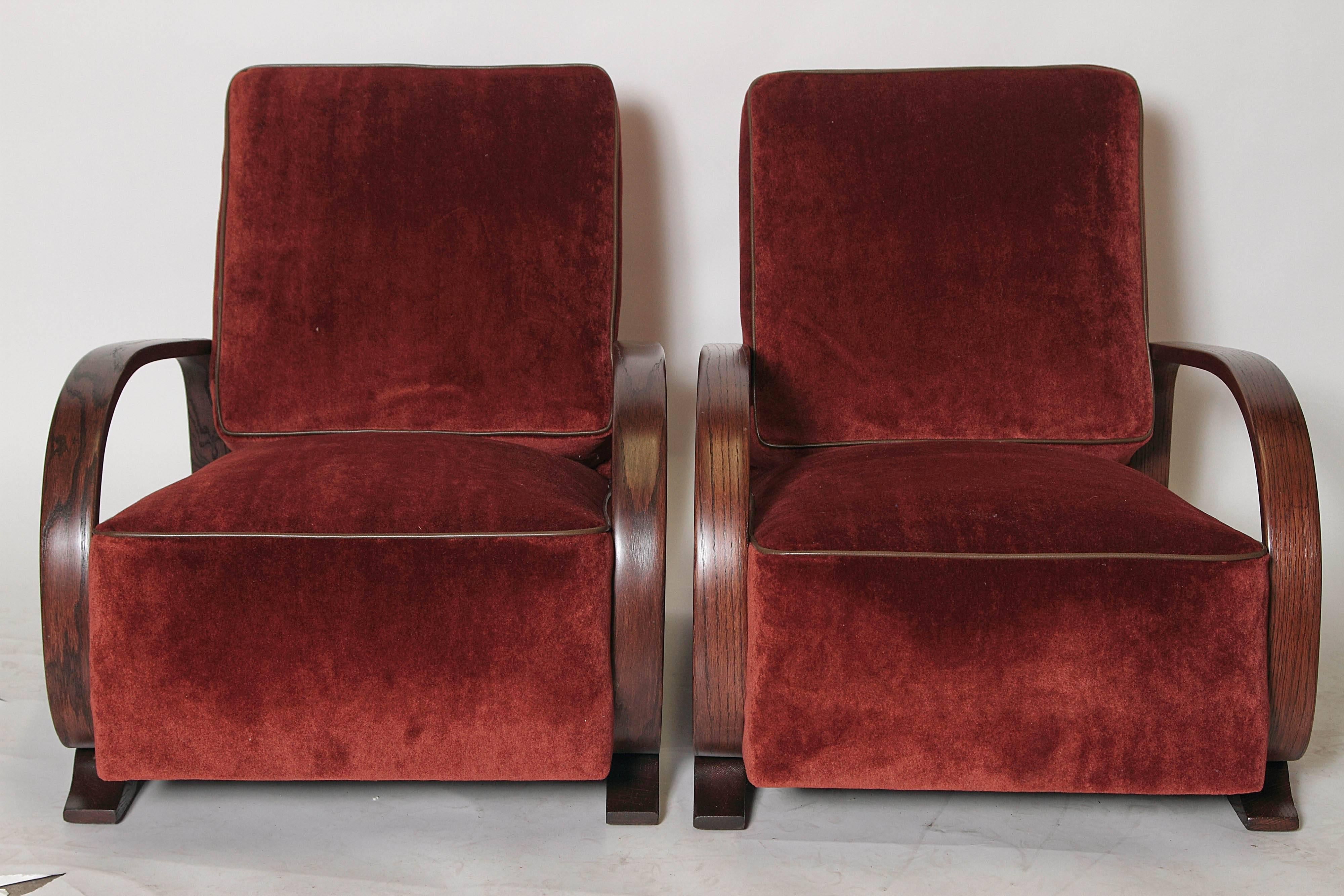 American Pair of Gilbert Rohde for Heywood Wakefield Art Deco Streamline Lounge Chairs