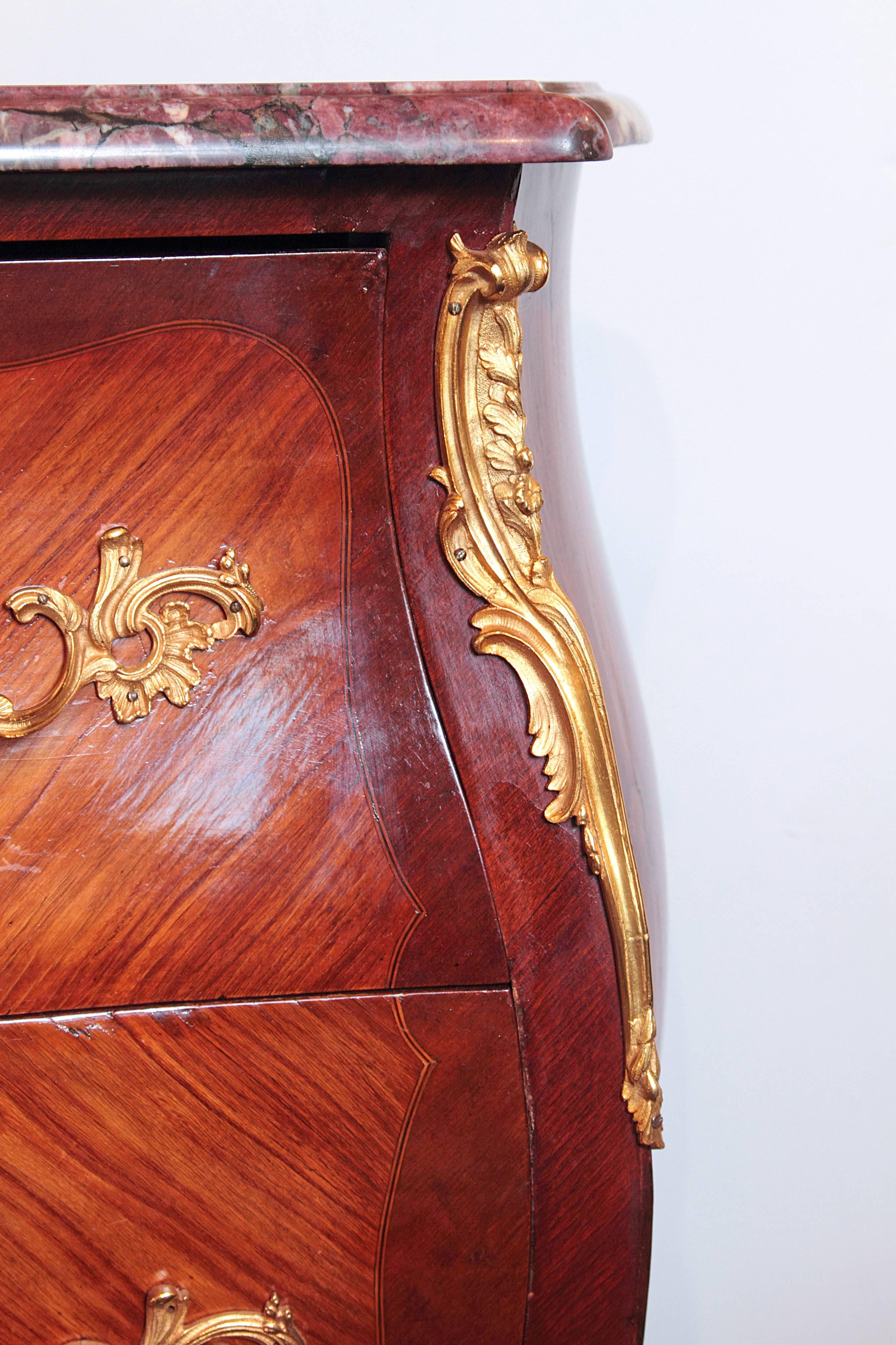 19th Century French Louis XV Marquetry Marble-Top Commodes 7