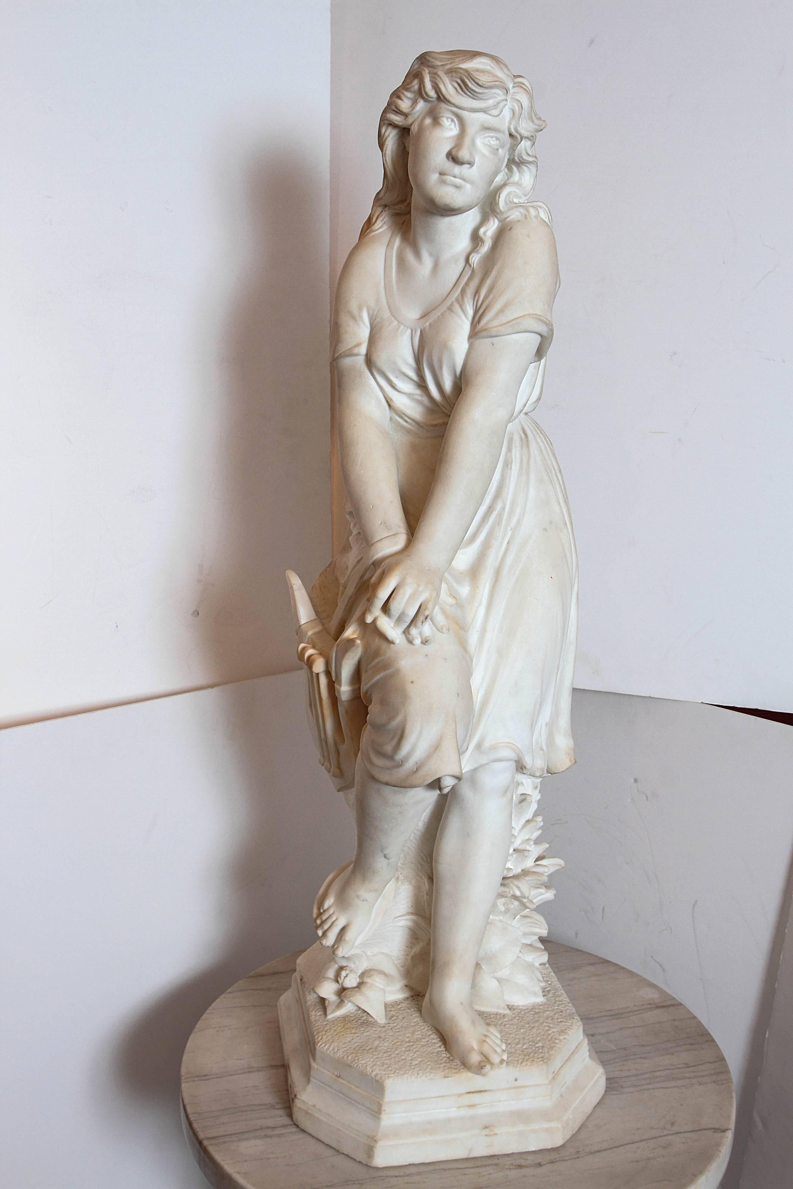 Belle Époque 19th Century French Marble Sculpture Signed Philippe Poitevin