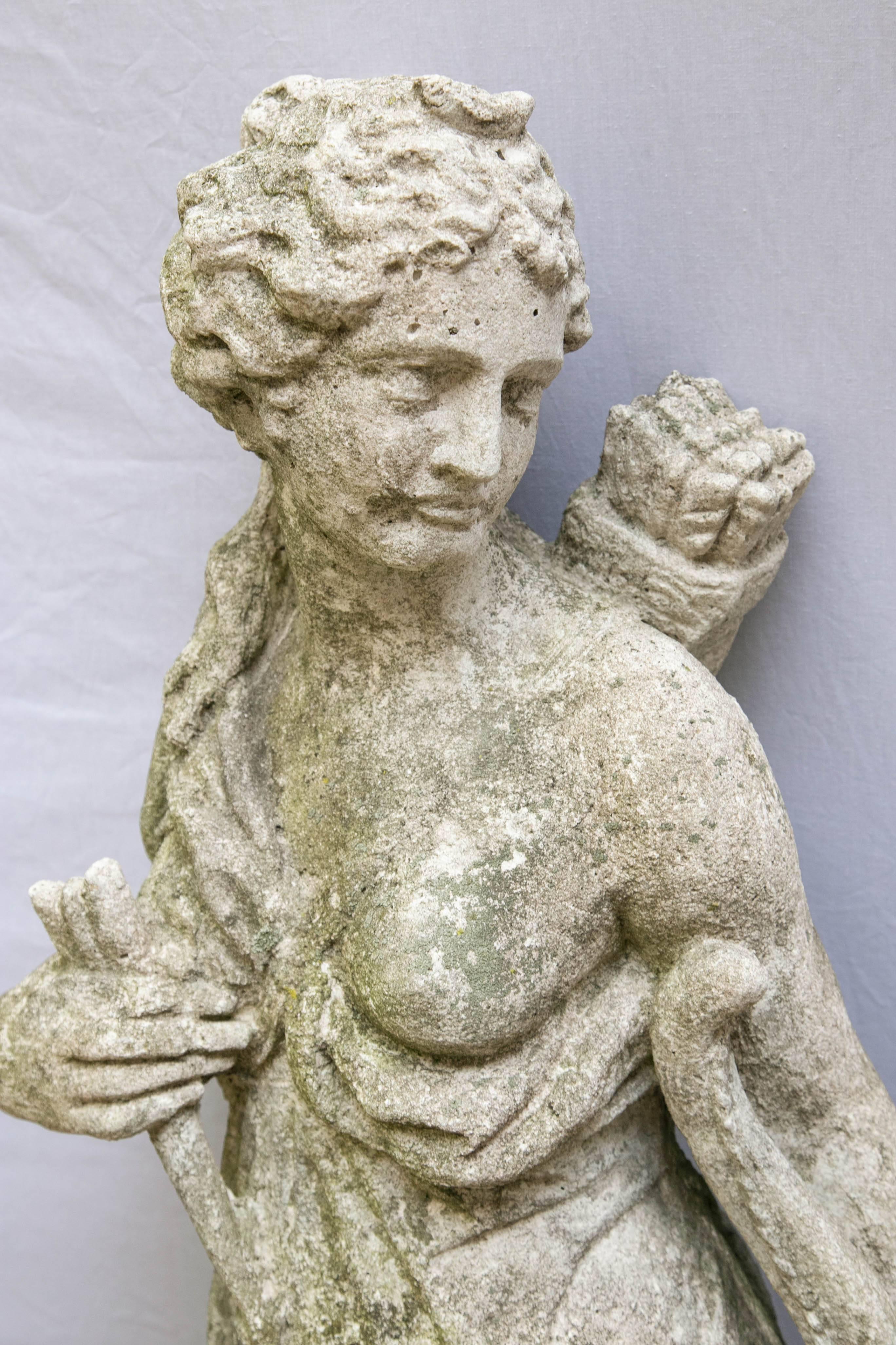 Cast  Stone Figure  of Diana In Excellent Condition For Sale In Woodbury, CT
