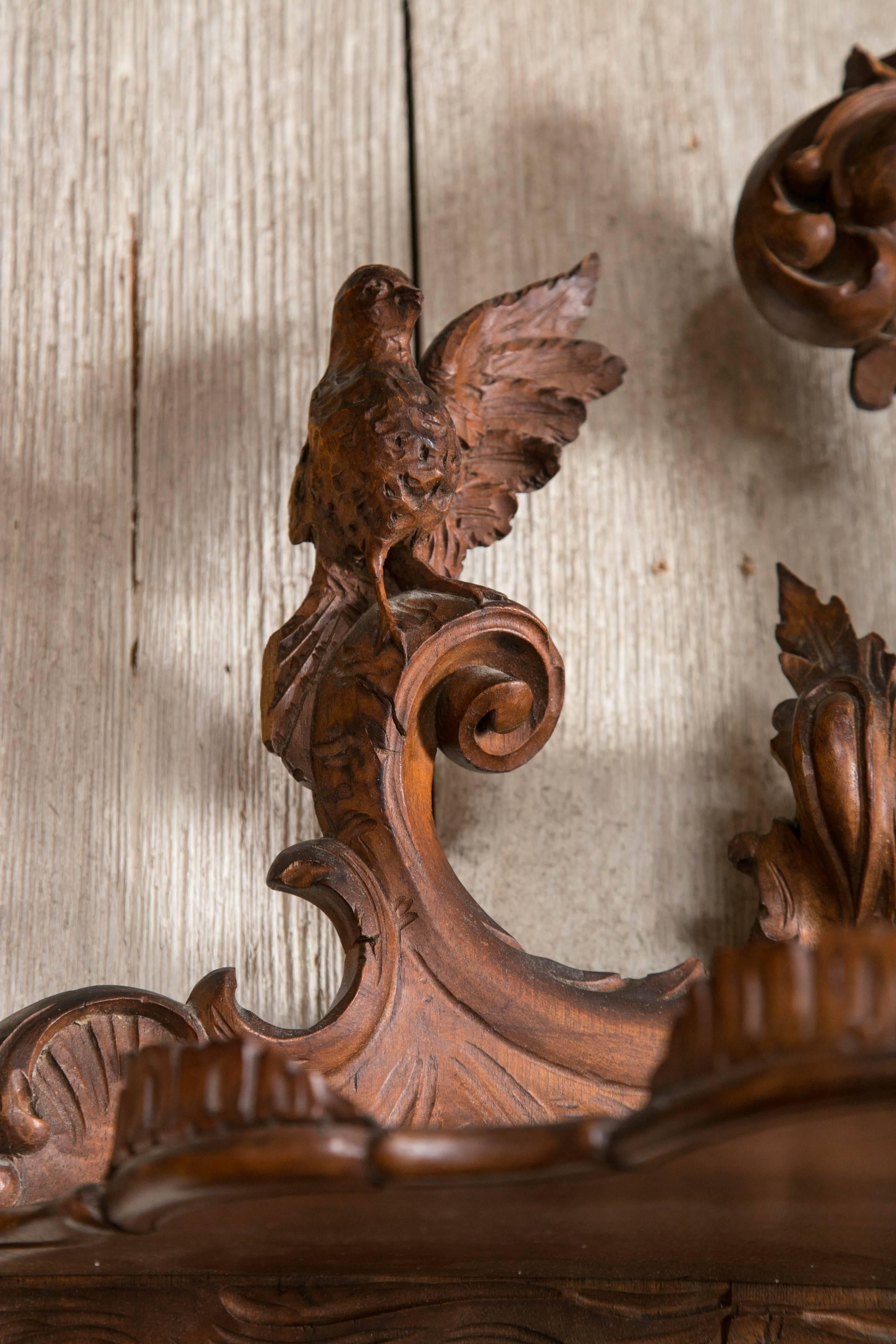 Carved Walnut Three-Shelf Italian Rococo Wall Bracket For Sale 1