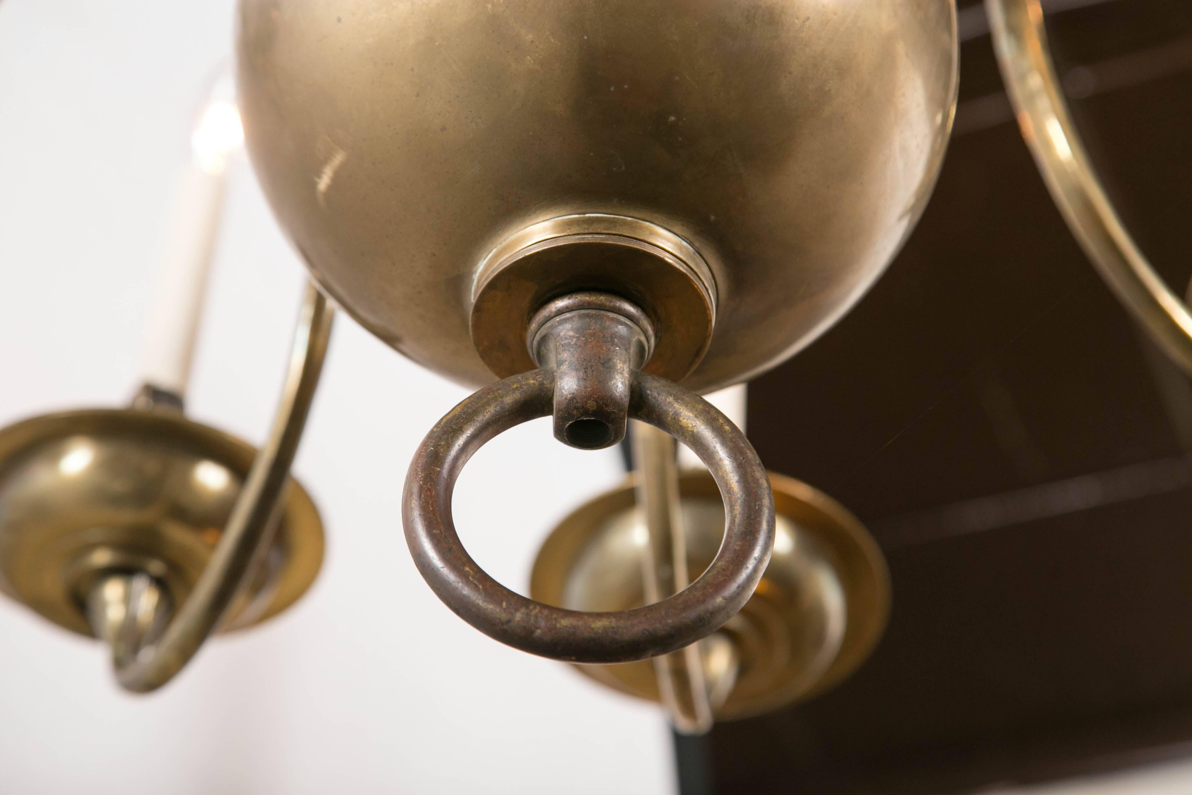 19th Century Antique Brass Eight-Light Dutch Chandelier