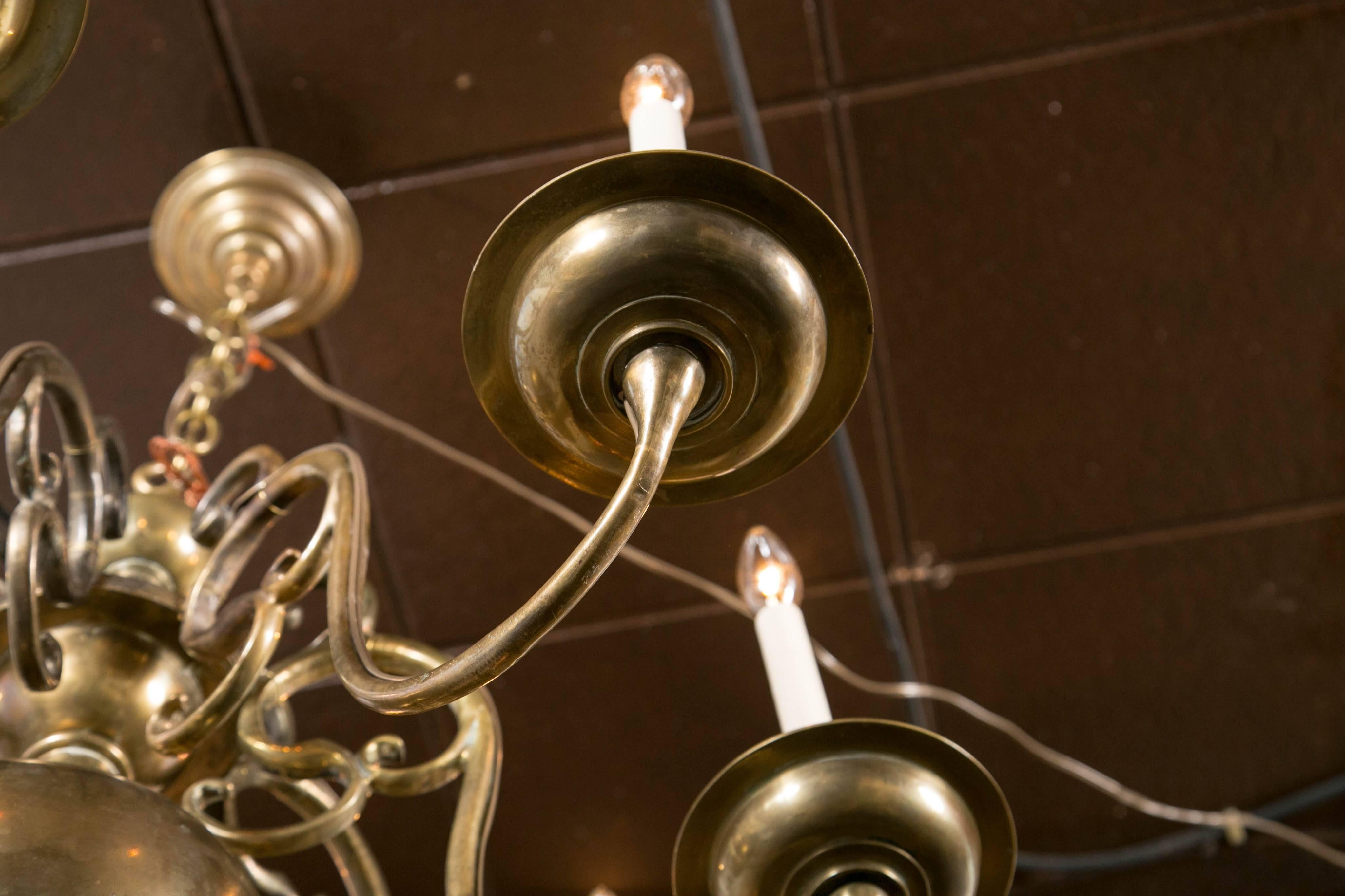 Antique Brass Eight-Light Dutch Chandelier 1