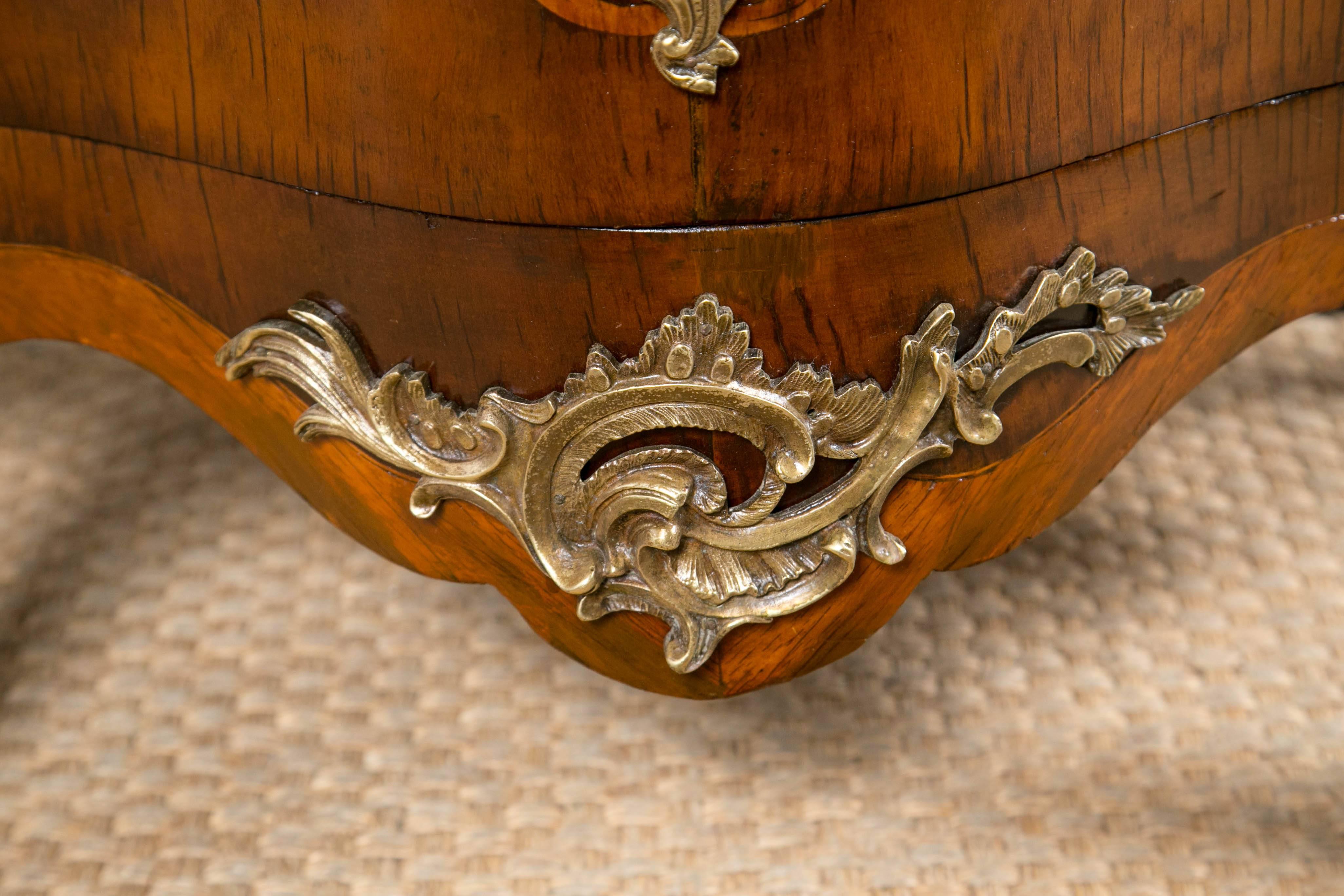 Italian Small Three-Drawer Bronze-Mounted Marquetry Commode