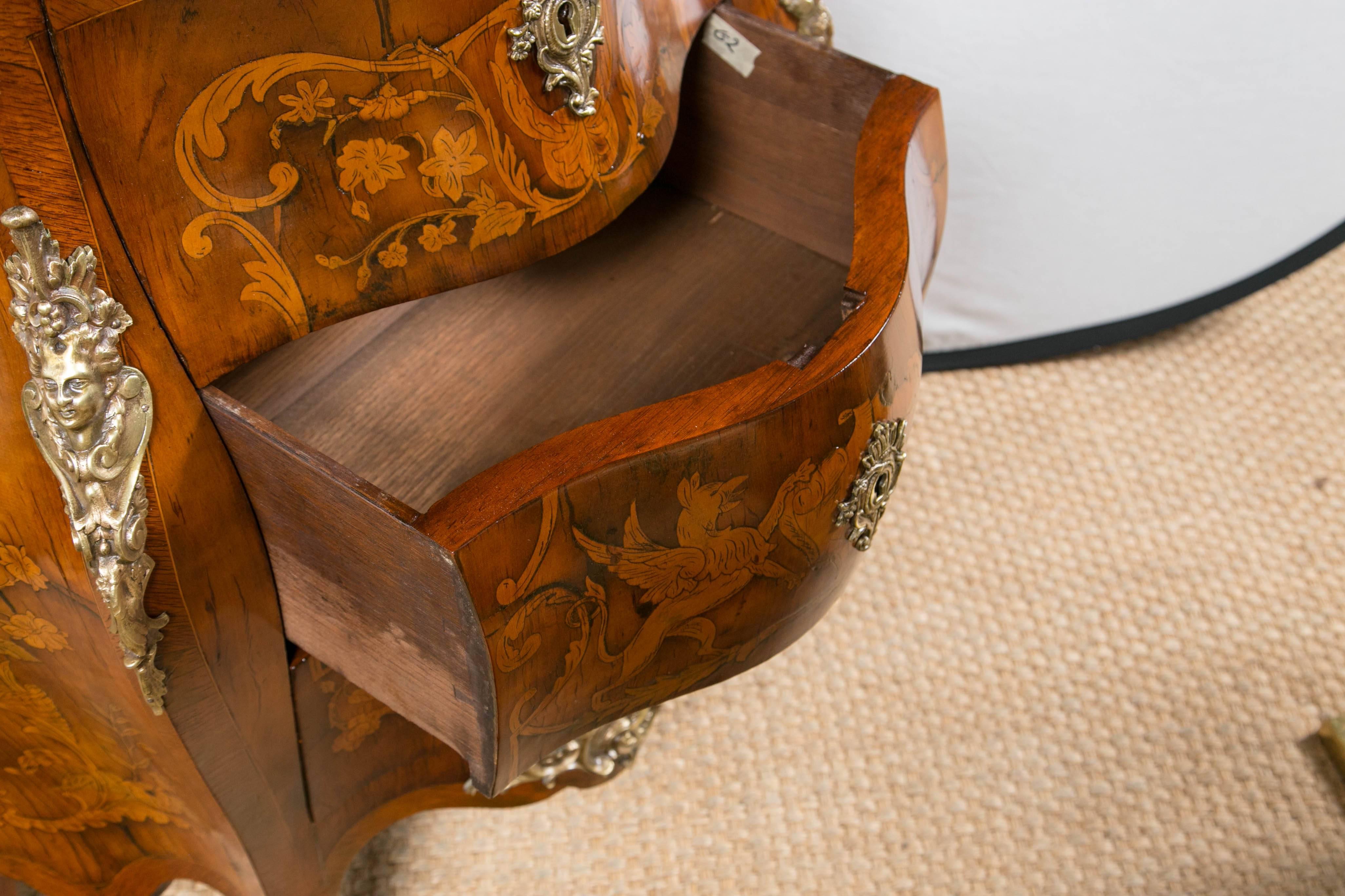 Small Three-Drawer Bronze-Mounted Marquetry Commode 1