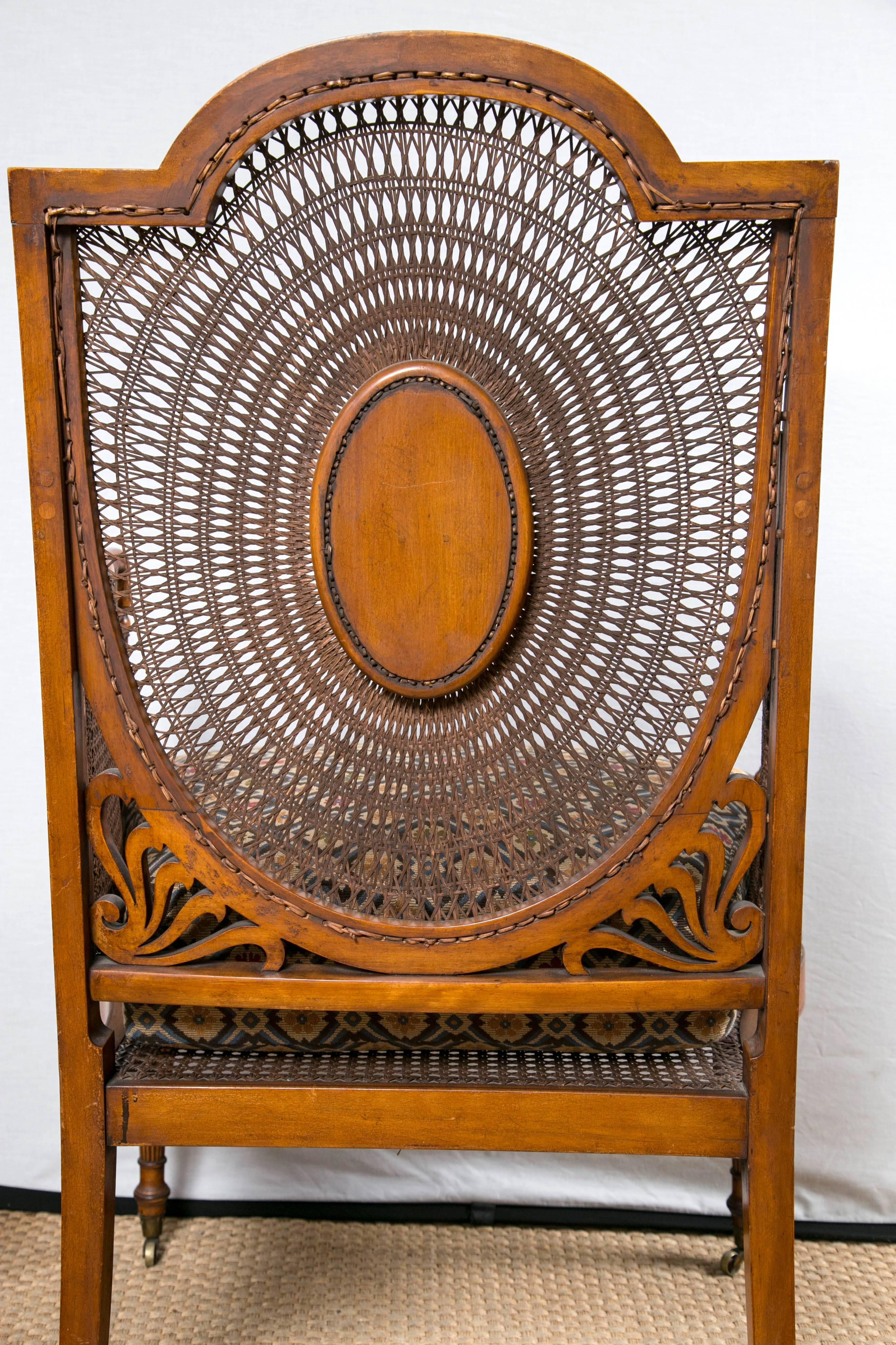 Late 19th Century Paint Decorated and Caned Edwardian Armchair For Sale