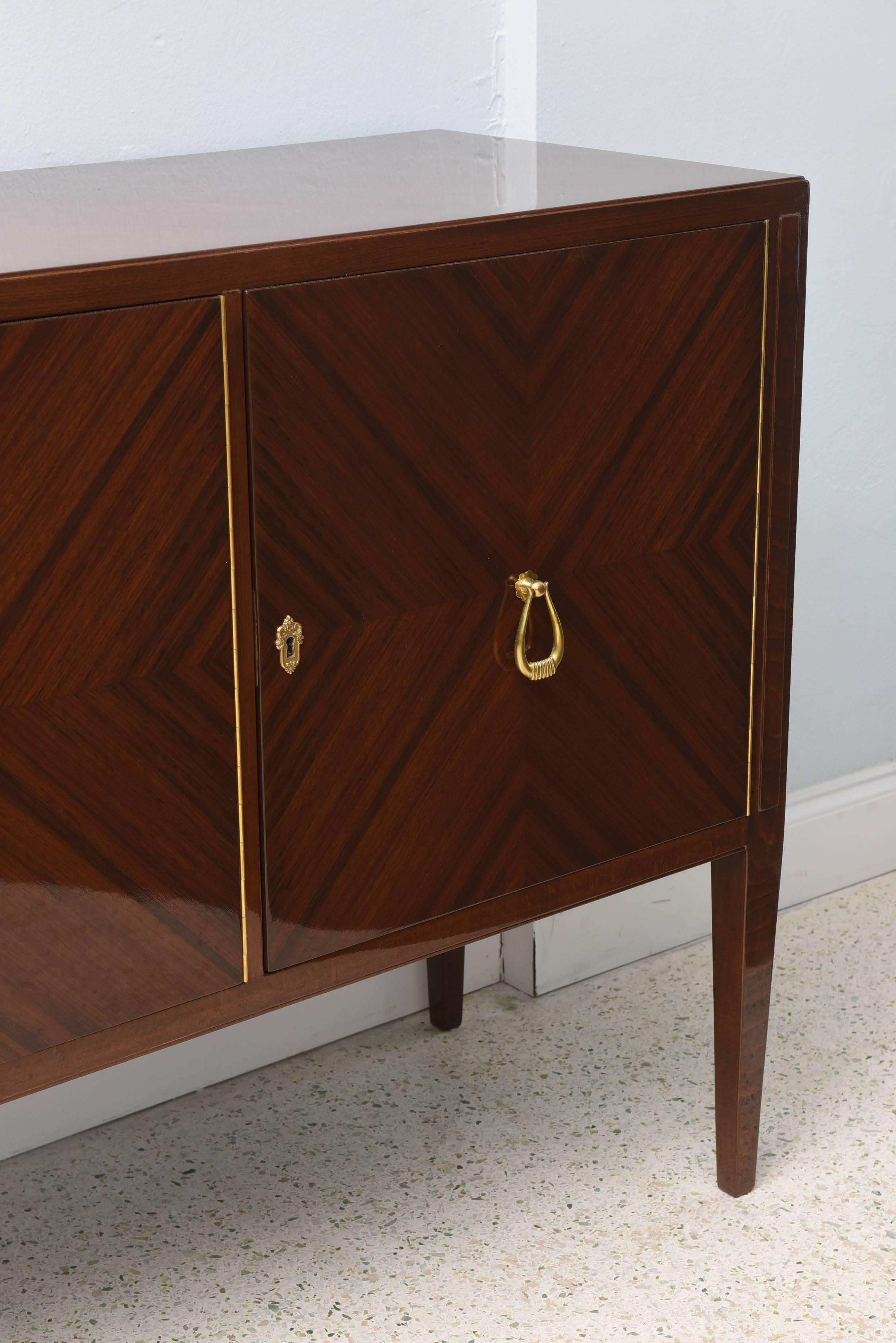 Mid-Century Modern Italian Modern Walnut and Palisander Four-Door Credenza, Style of Buffa