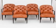 Set of Four American Modern Dark Walnut "Janus" Chairs, Ed Wormley for Dunbar