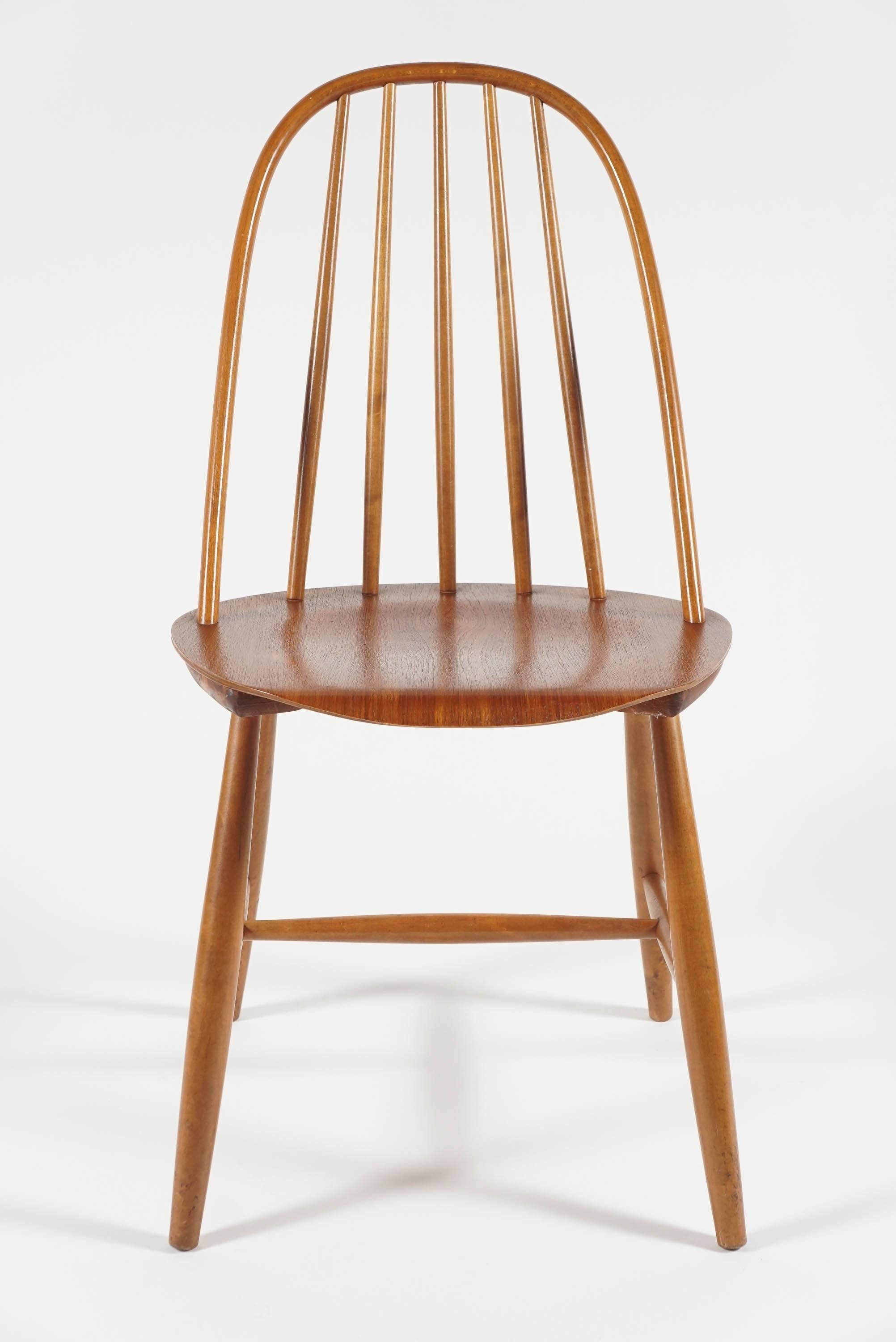Beautifully proportioned wood side chair. Great for a desk or as a small accent chair.