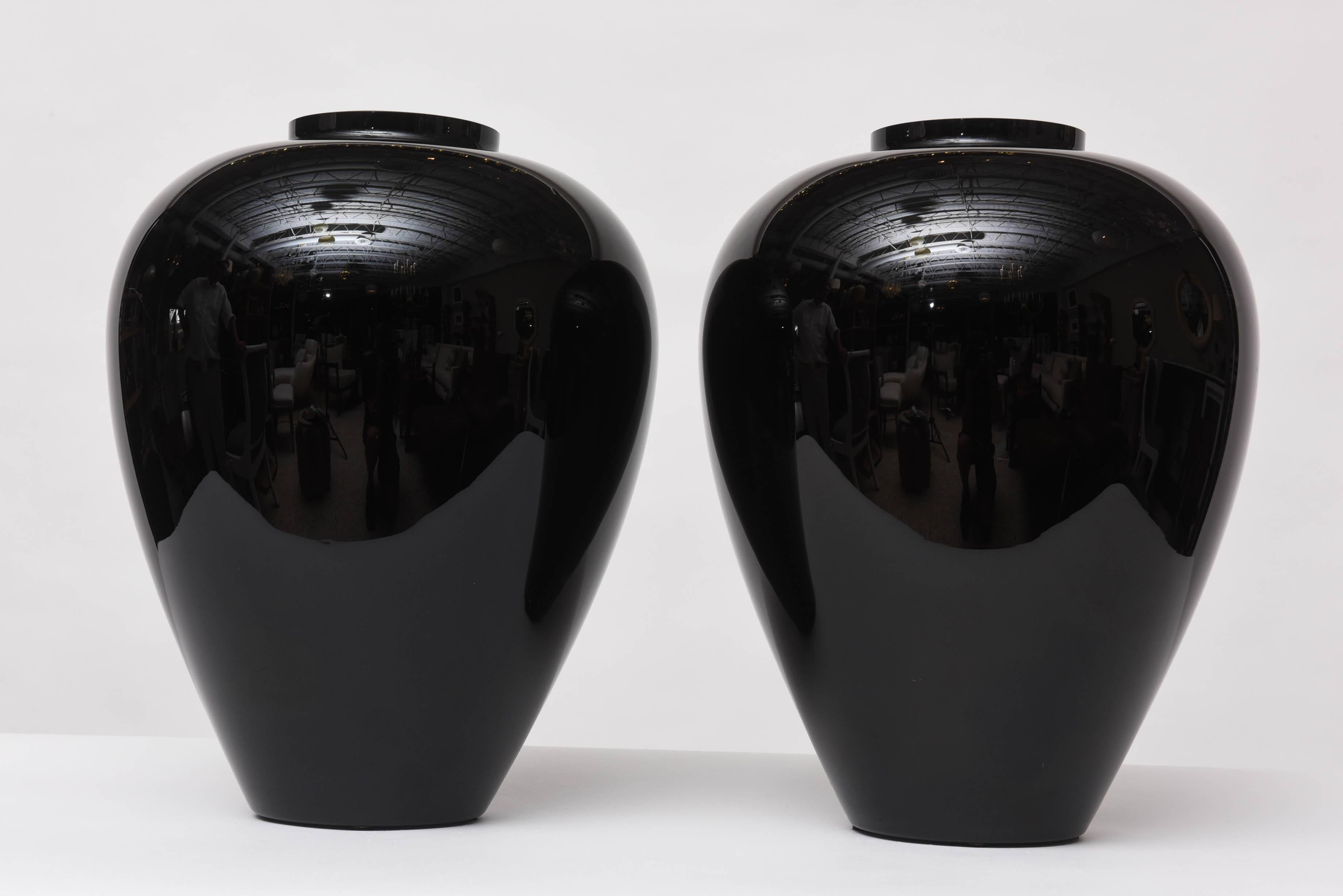 large black glass vase