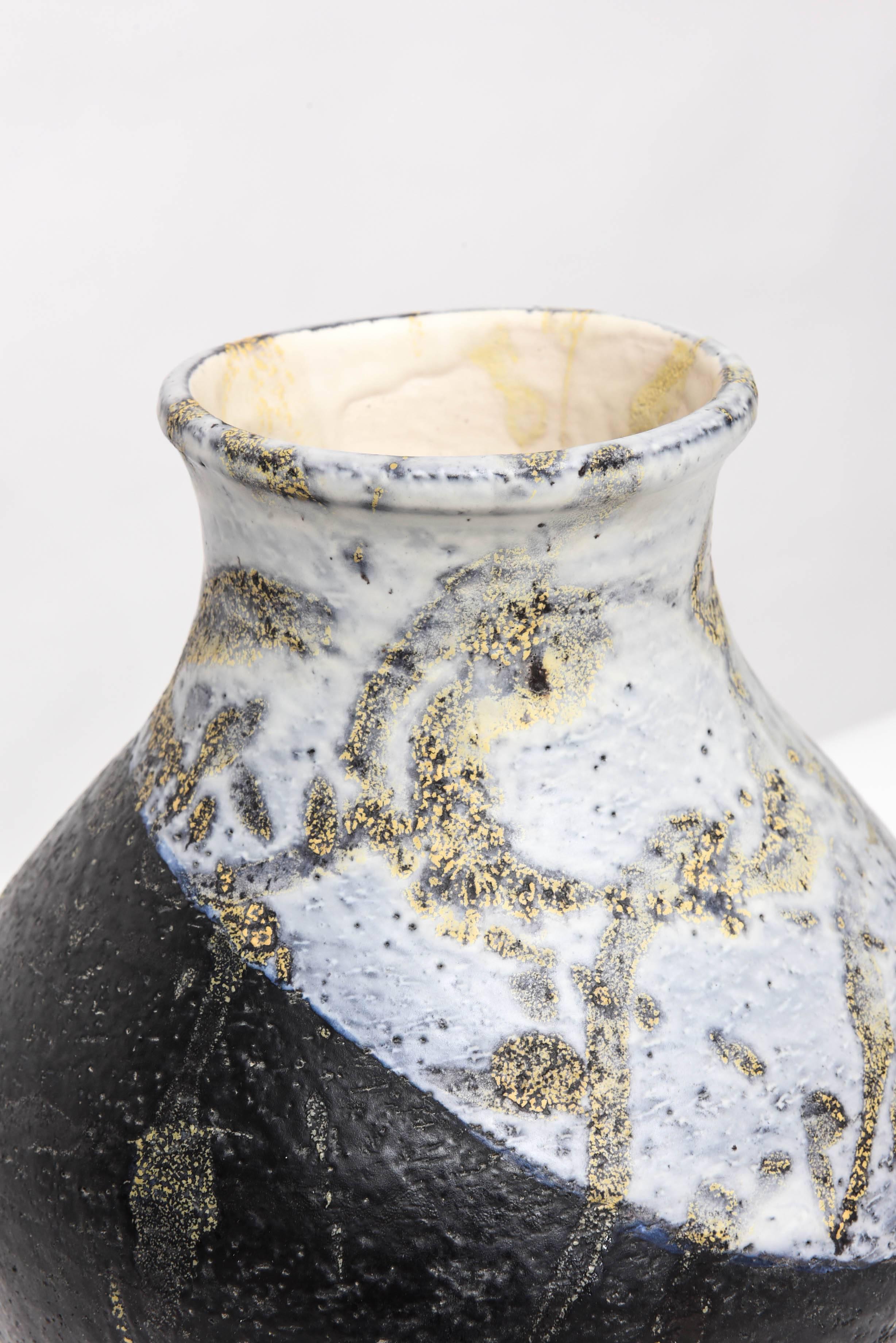 Exceptional signed vase in glazed ceramic by Marcello Fantoni.