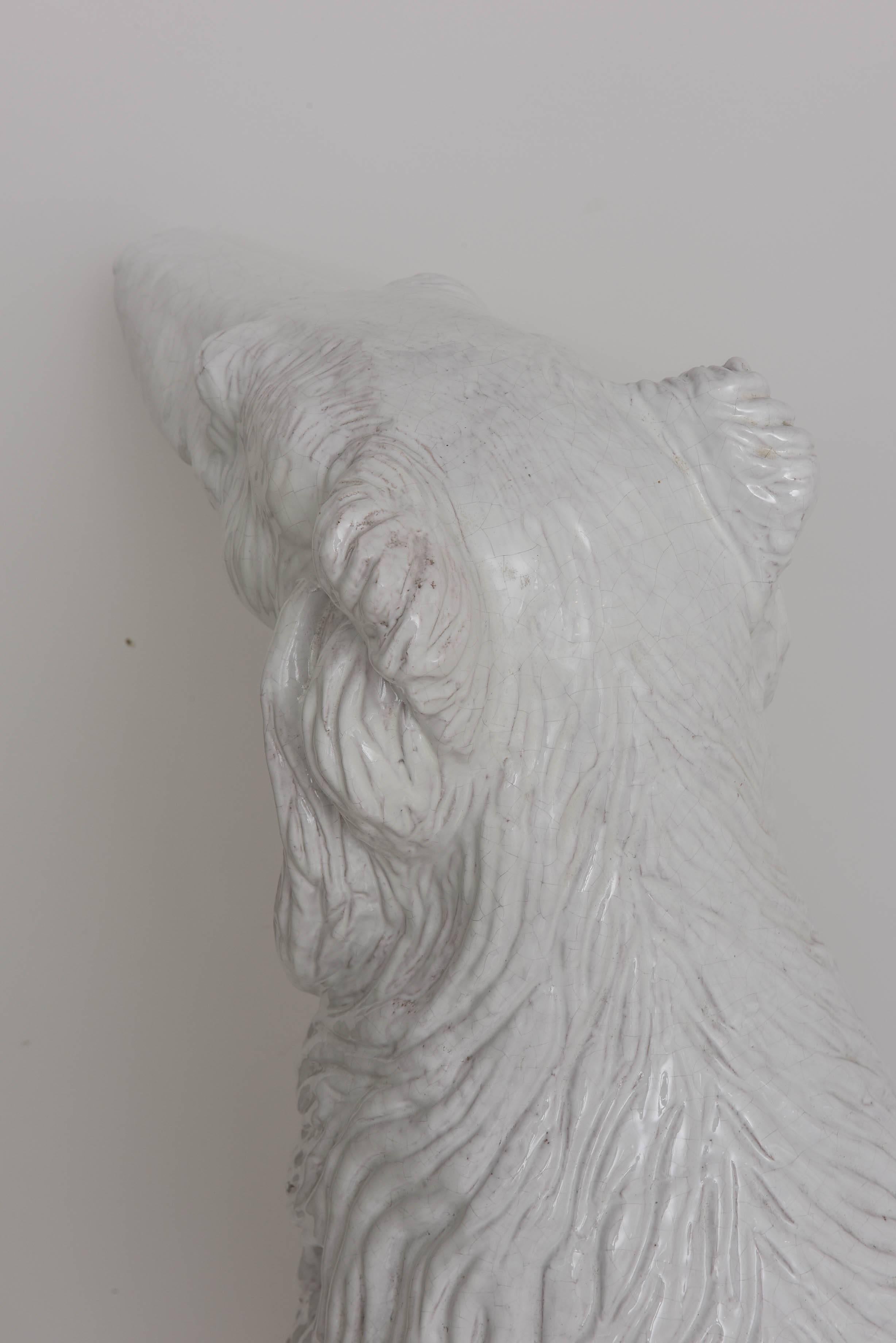 Hollywood Regency Life-Size Borzoi in Italian White Glazed Terracotta