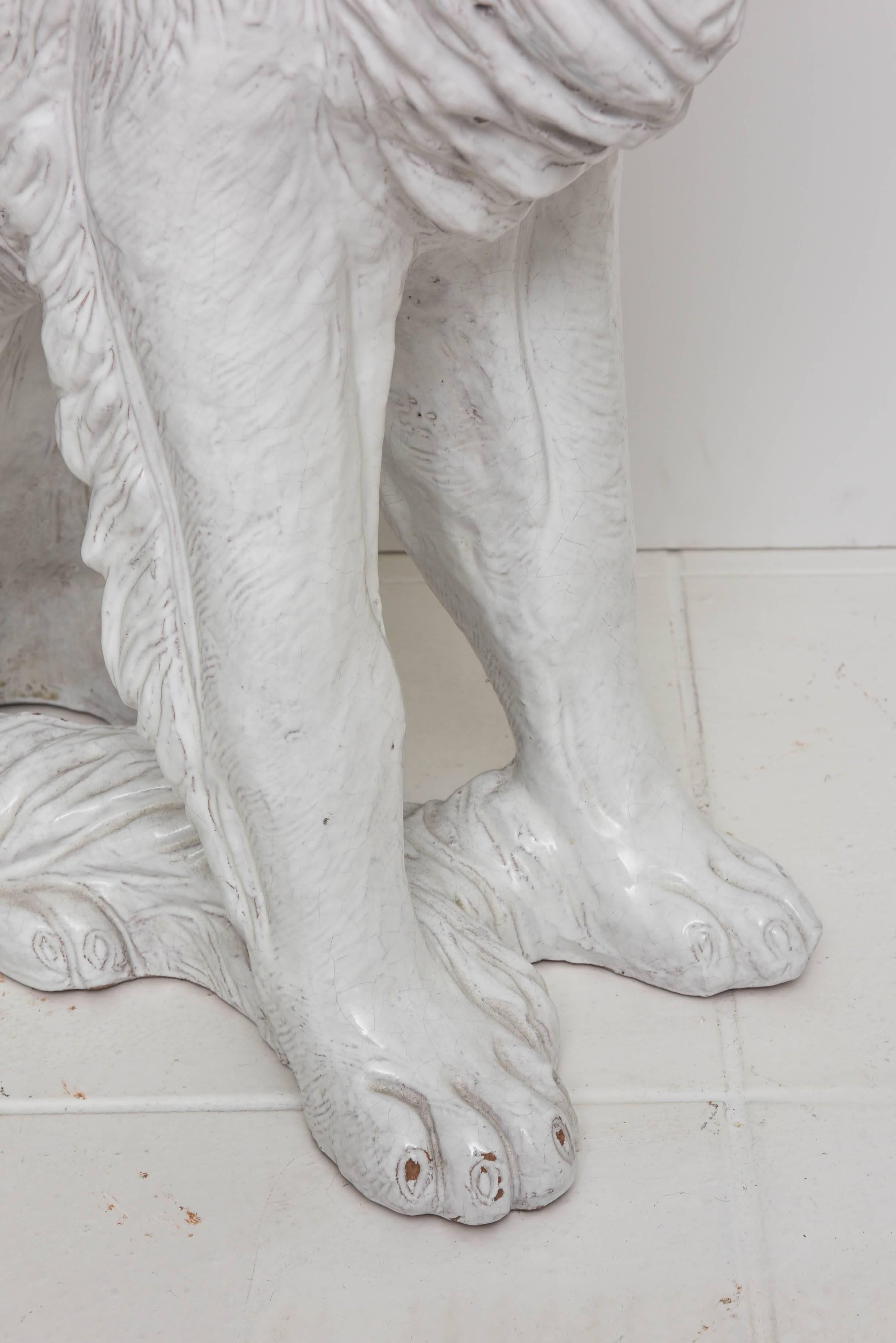 Late 20th Century Life-Size Borzoi in Italian White Glazed Terracotta  For Sale