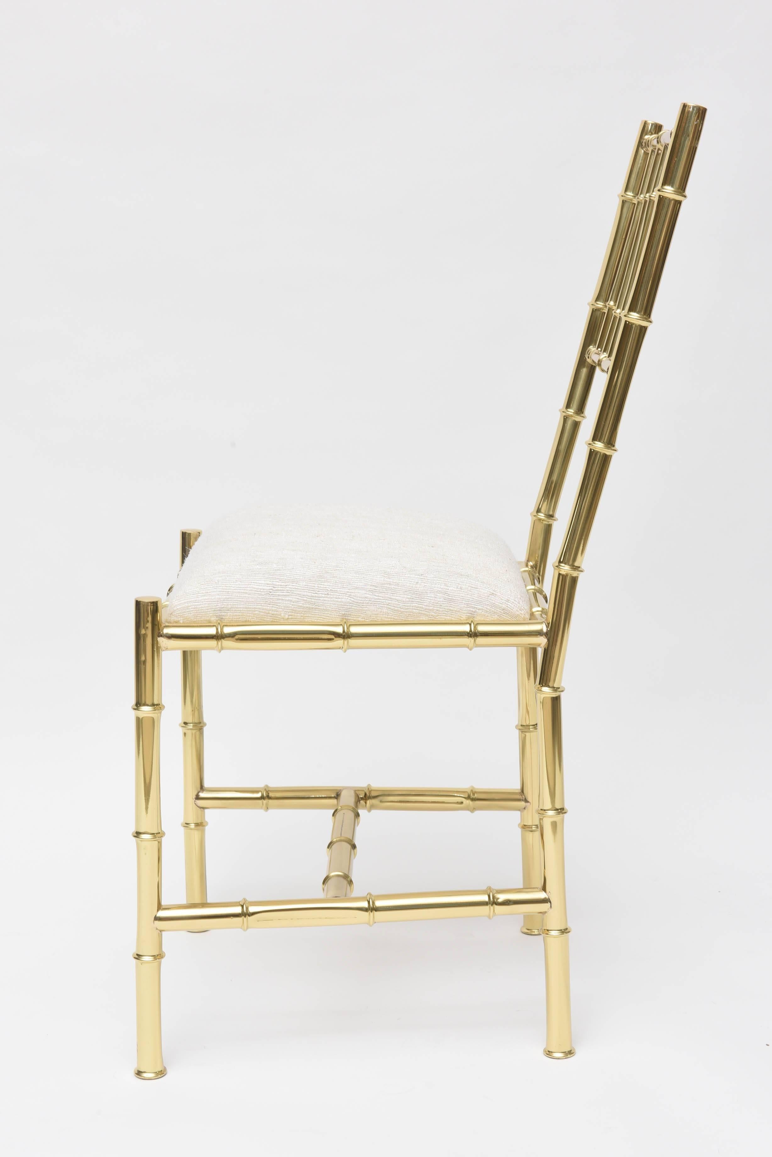 Late 20th Century Italian Faux Bamboo Chair in Polished Brass