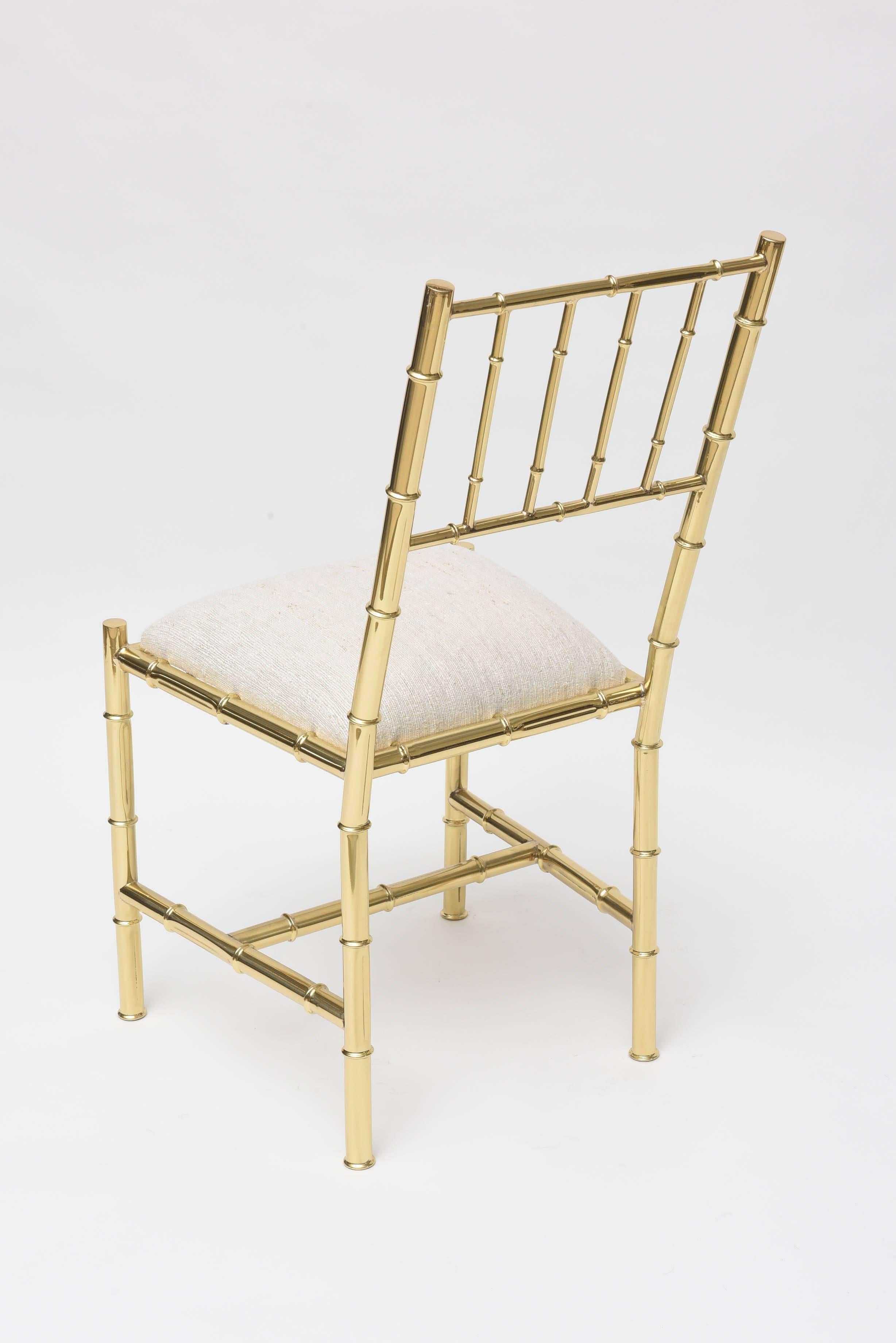 Italian Faux Bamboo Chair in Polished Brass 1