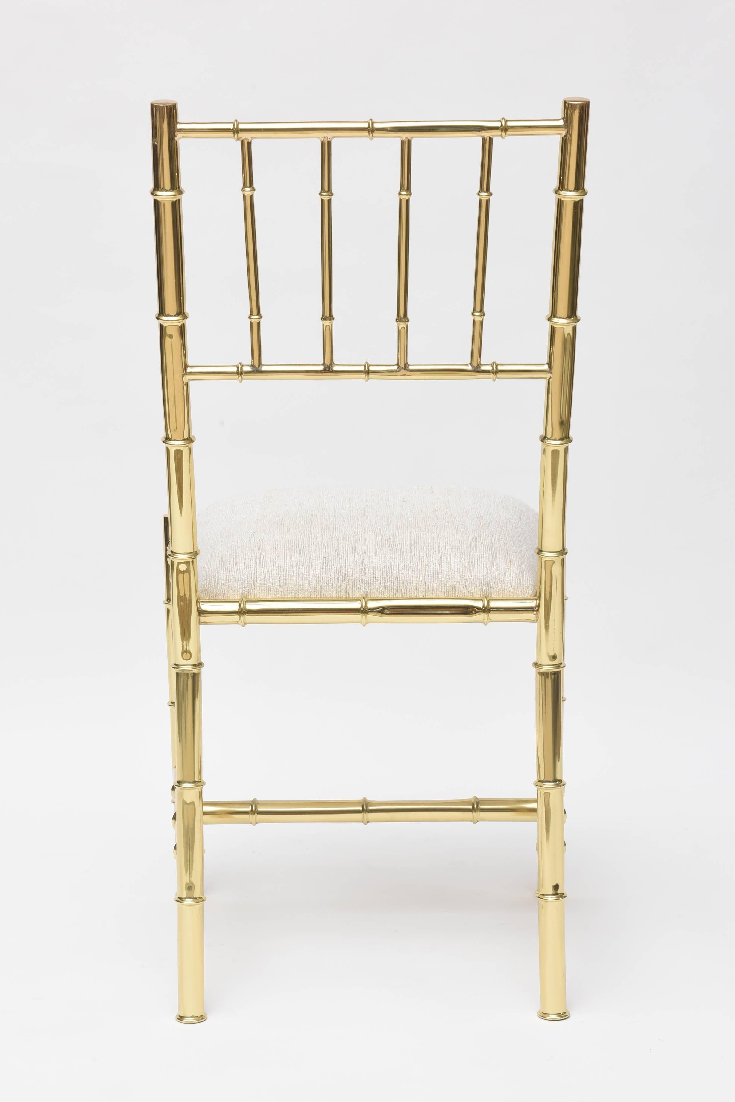 Italian Faux Bamboo Chair in Polished Brass 3