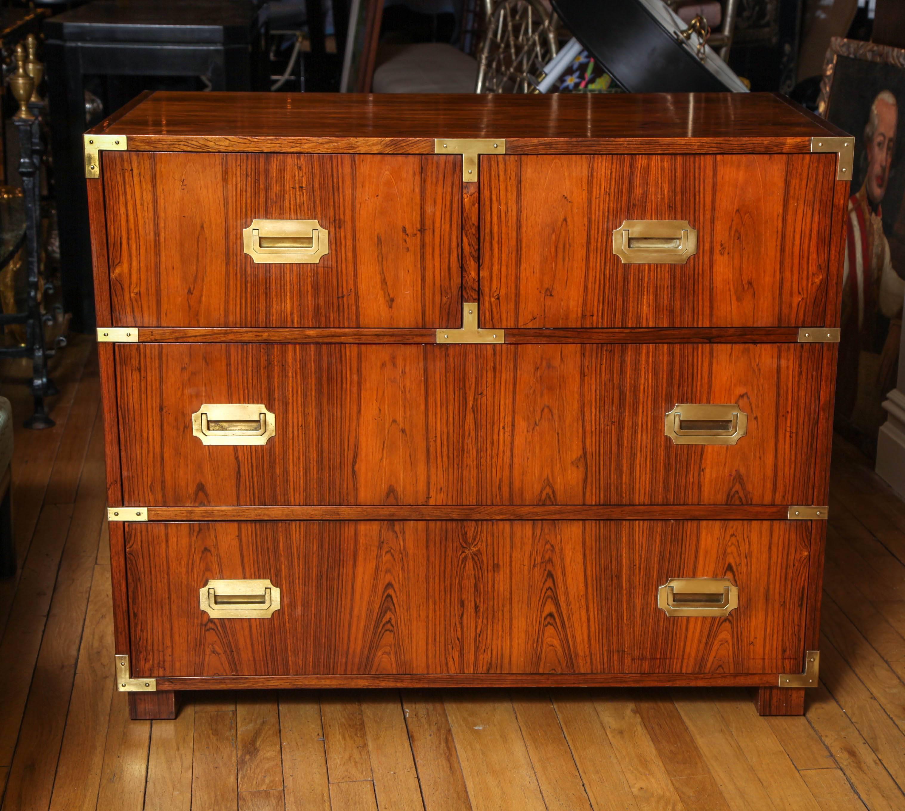 Mid-20th Century A Rosewood Anglo-Indian Style Campaign Chest