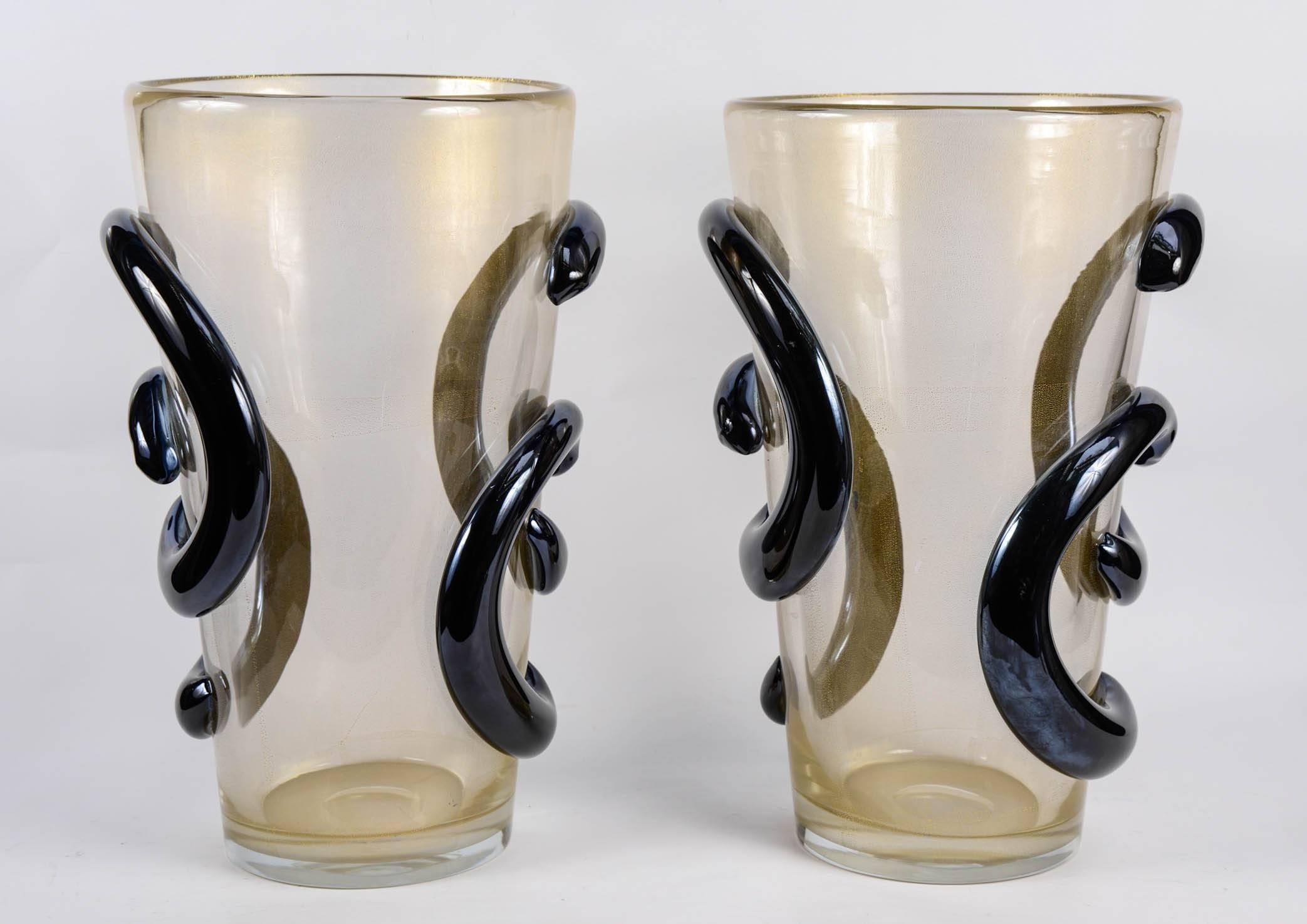 Italian Pair of Vases in Murano Glass