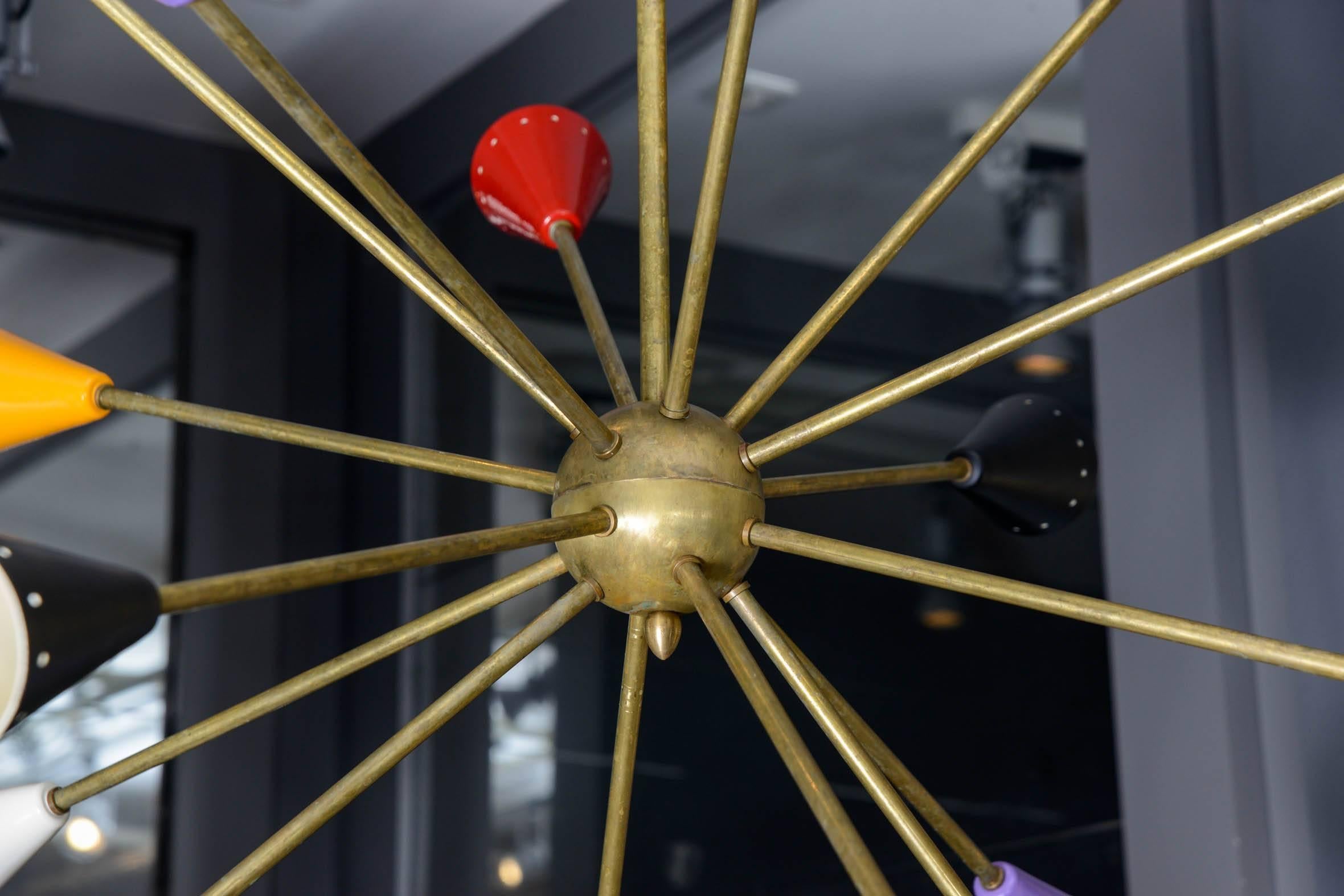 Mid-Century Modern Joyful Stilnovo Style Sputnik Chandelier