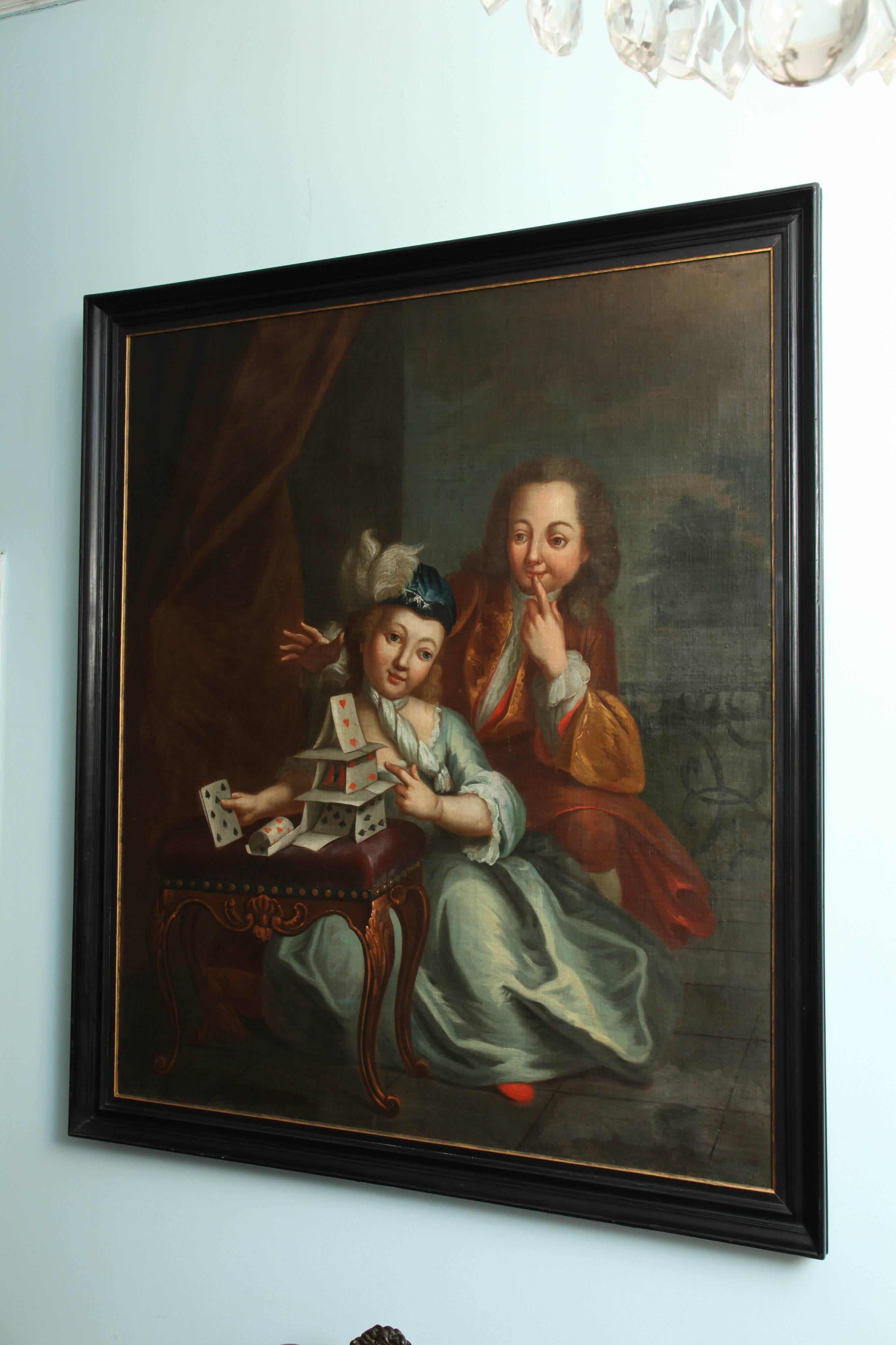 House of Cards Oil Painting, German, 18th Century  For Sale 4