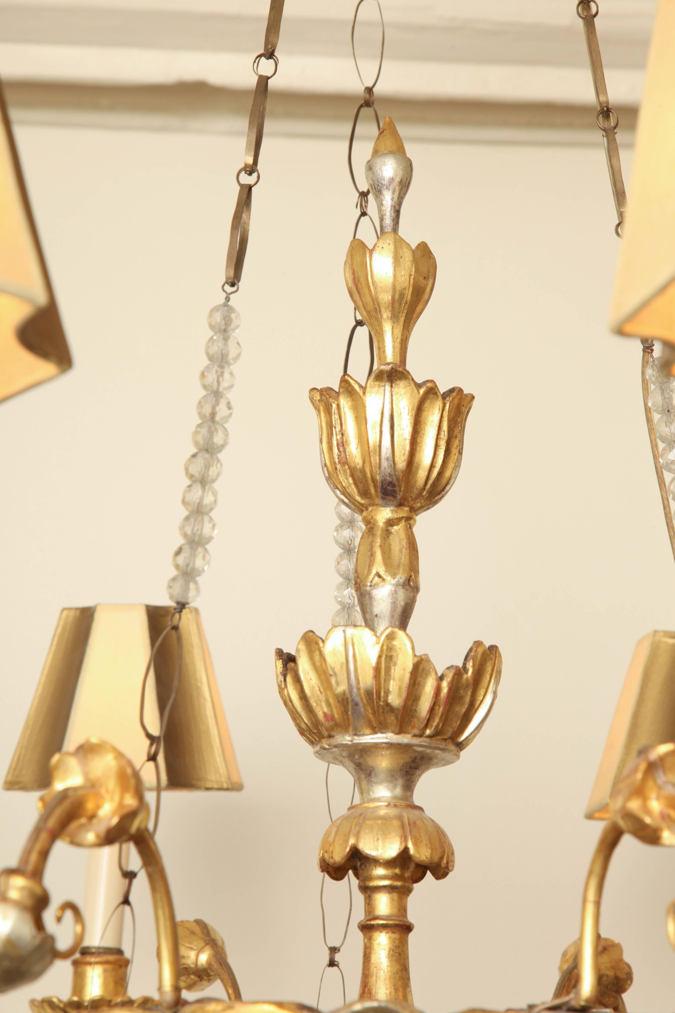 Austrian Neoclassical Silvered and Giltwood Eight-Light Chandelier 3