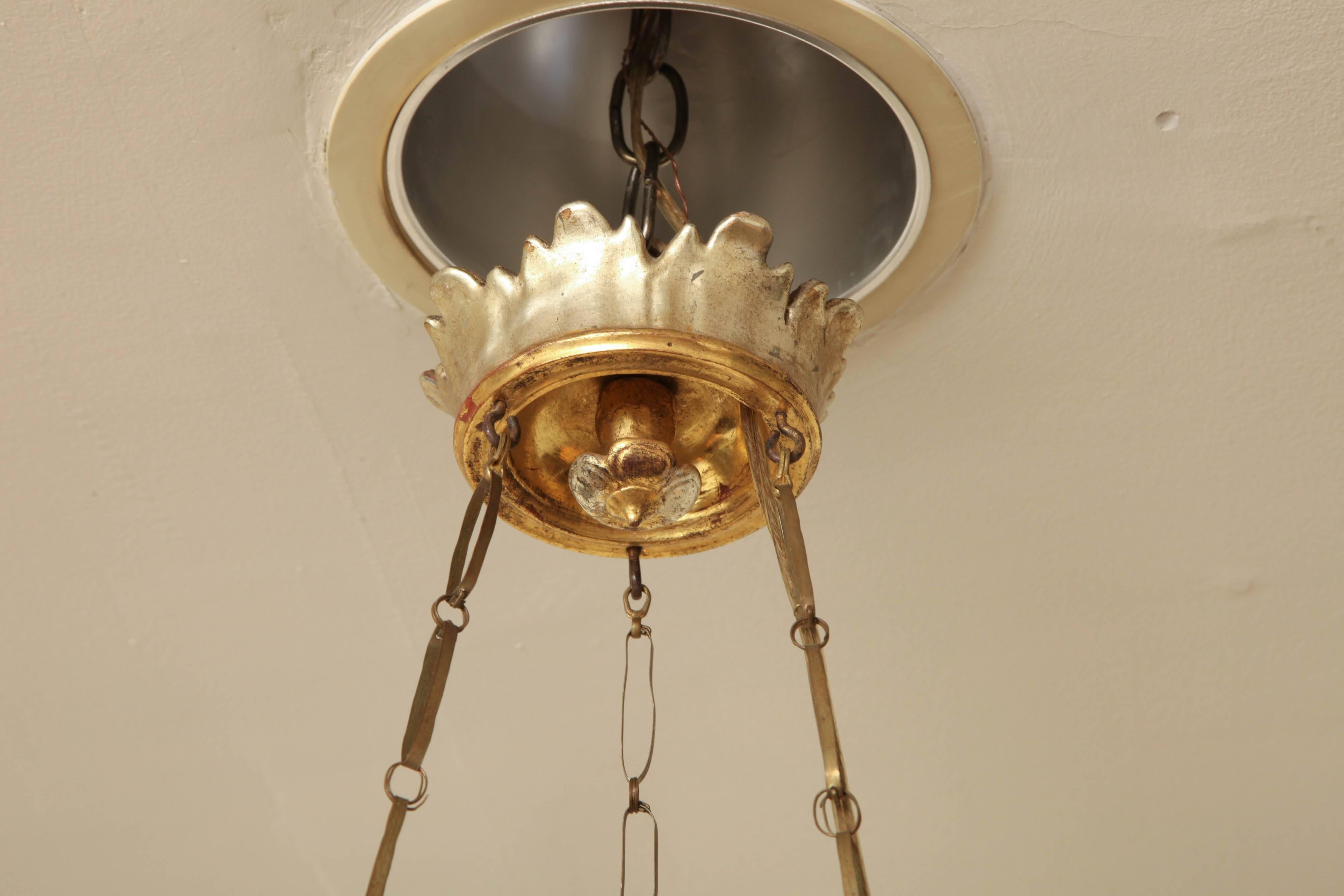 Austrian Neoclassical Silvered and Giltwood Eight-Light Chandelier 4
