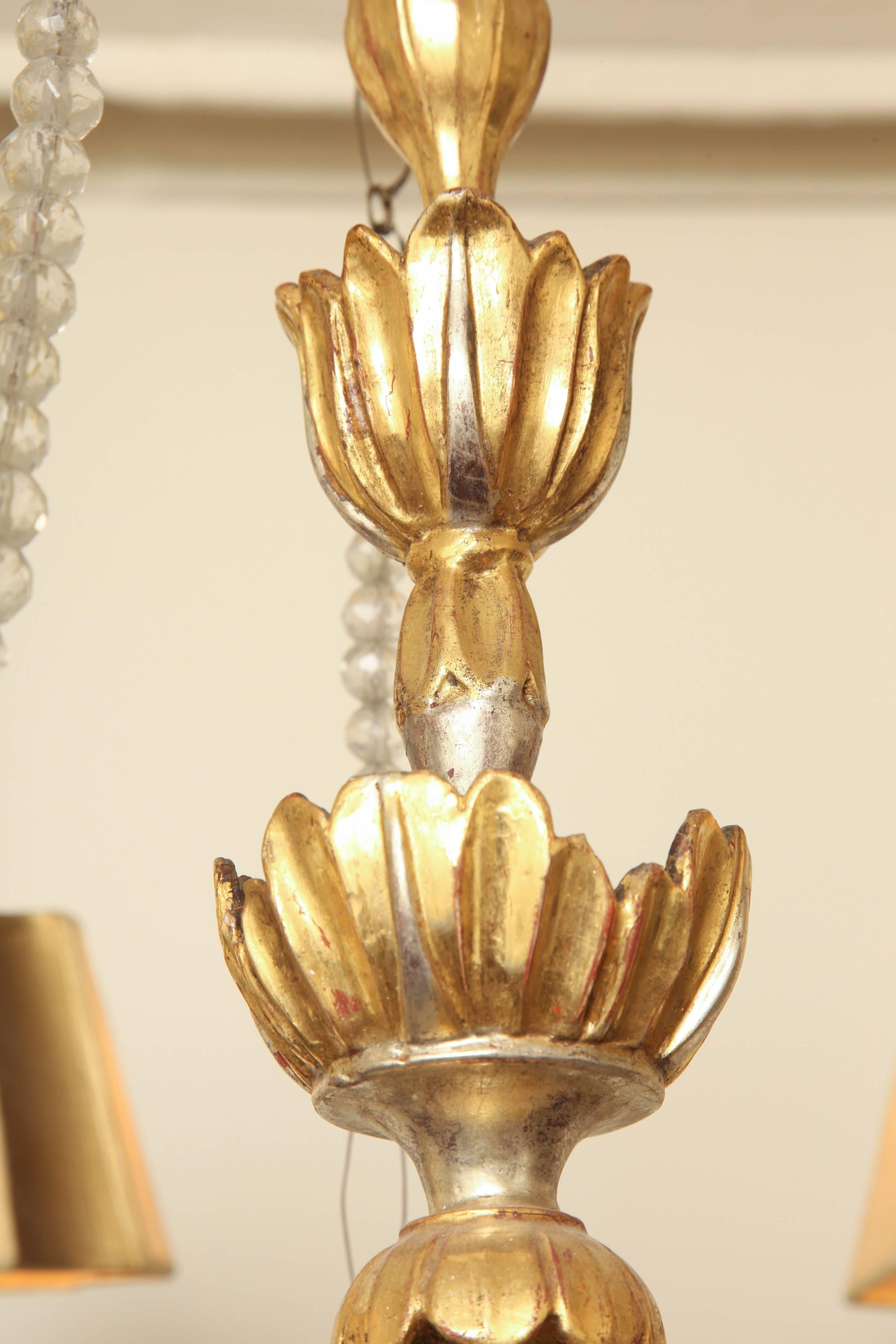 Austrian Neoclassical Silvered and Giltwood Eight-Light Chandelier 5