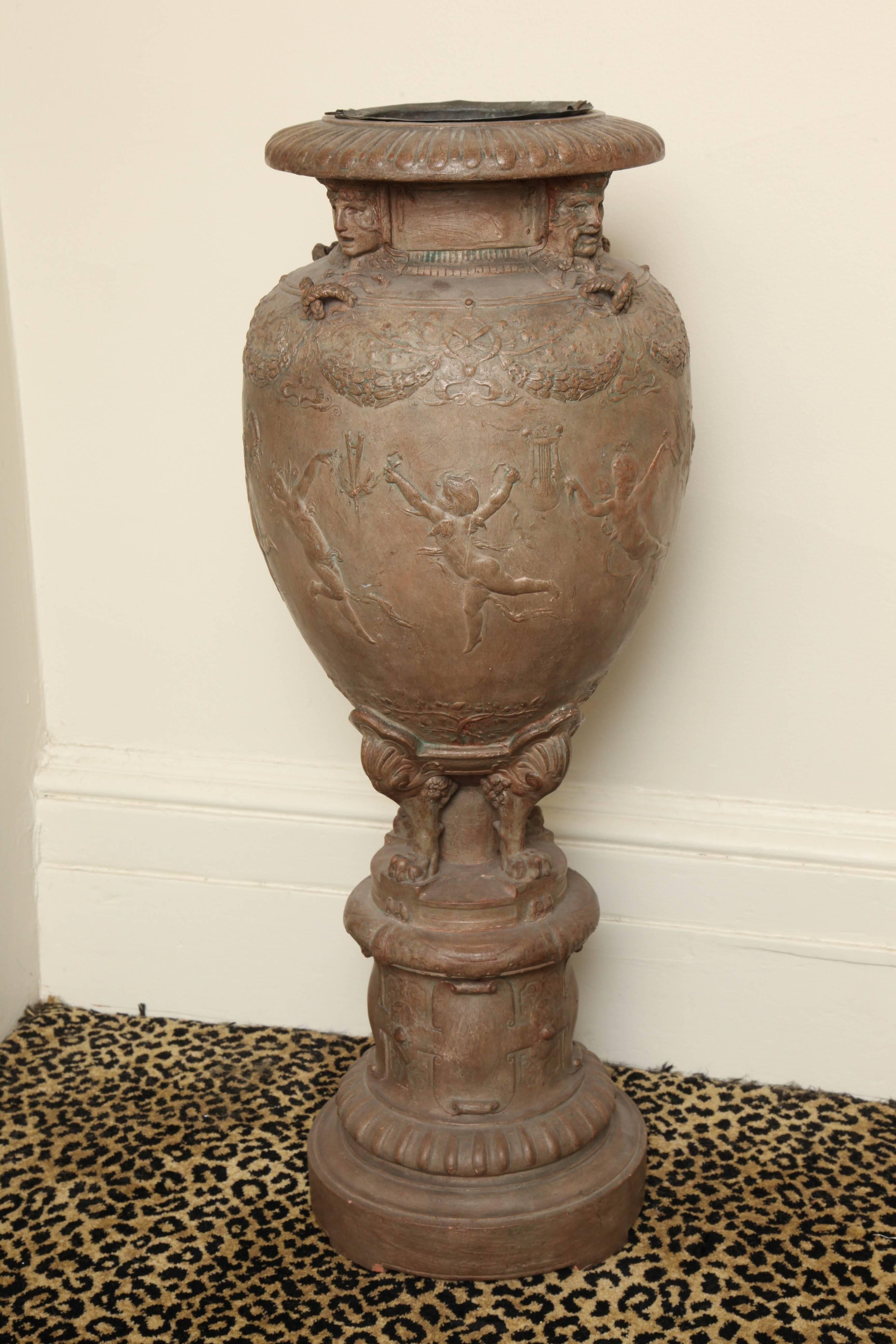 19th Century Gustave-Joseph Chéret Terracotta Jardiniere Urn For Sale