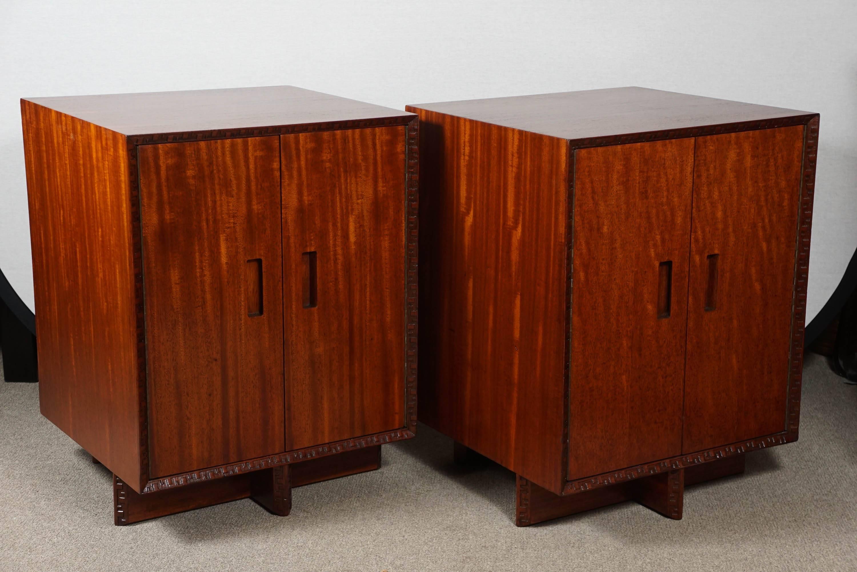 Pair of cabinets designed by Frank Lloyd Wright for Henredon. 