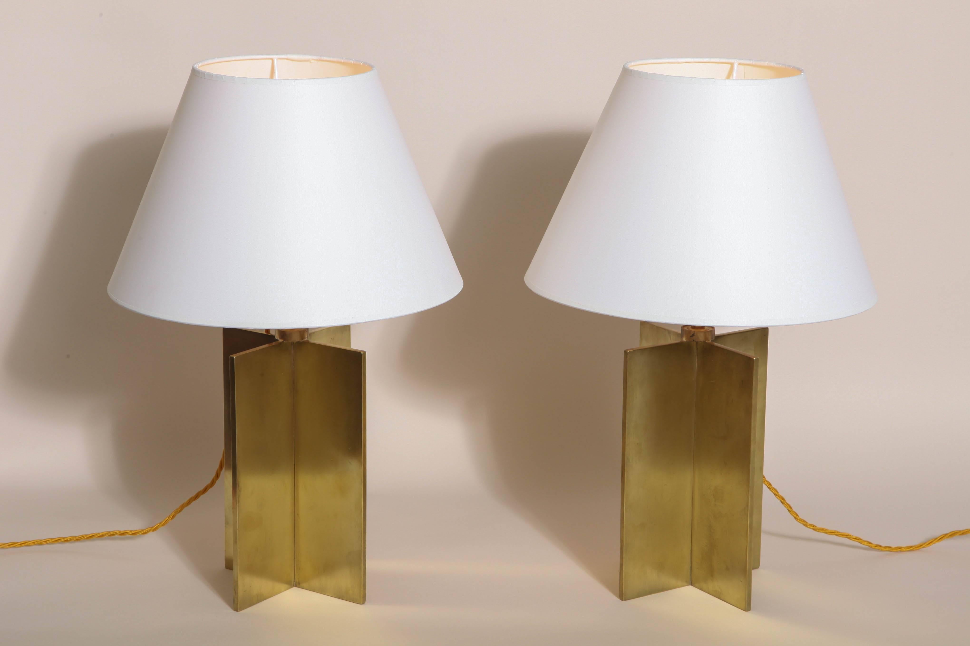 Jean-Michel Frank French Art Deco Pair of 'Croisillon' Table Lamps In Excellent Condition For Sale In New York, NY