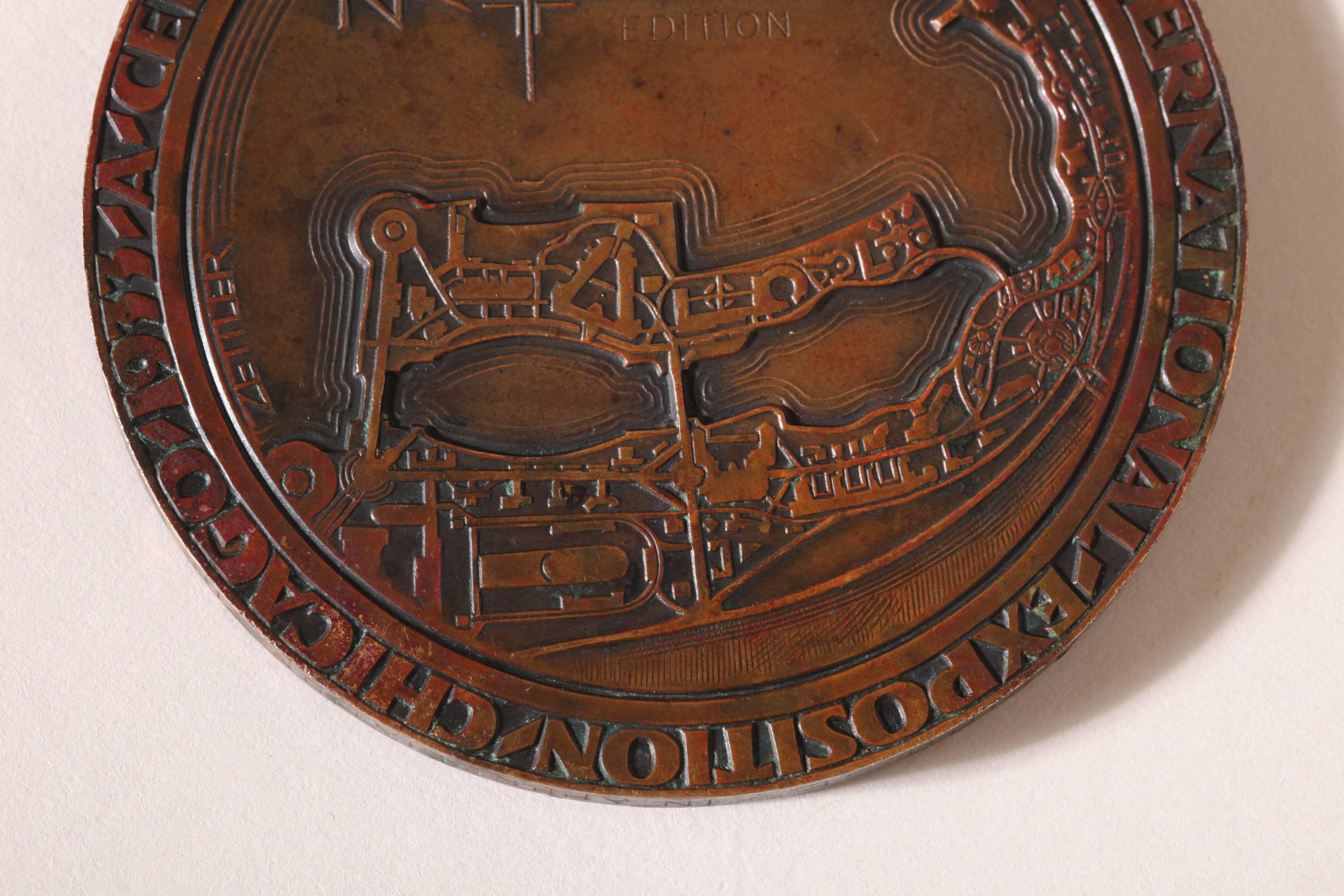 American Art Deco Medal Commemorating Century of Progress International Expo In Excellent Condition In New York, NY