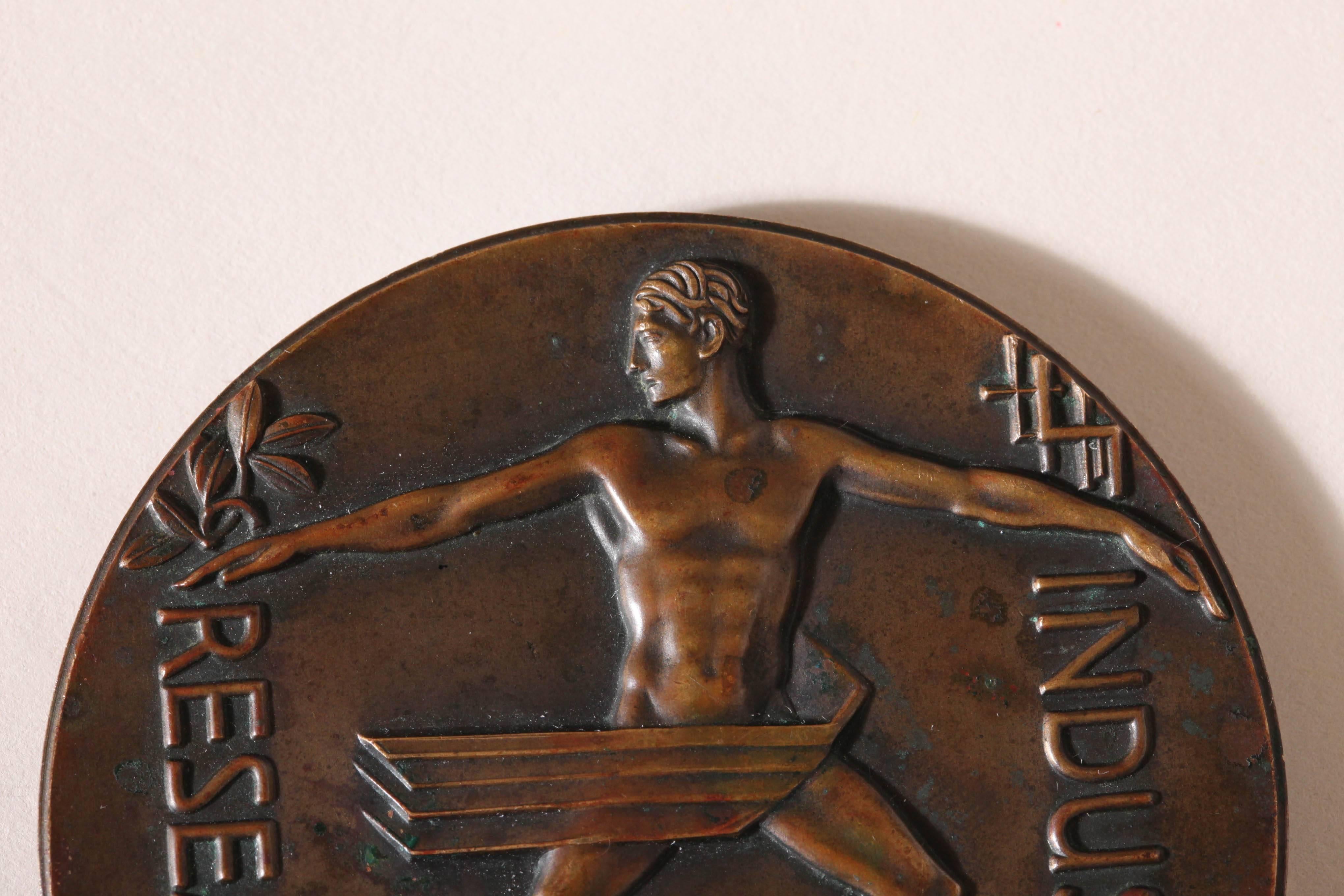 Bronze American Art Deco Medal Commemorating Century of Progress International Expo
